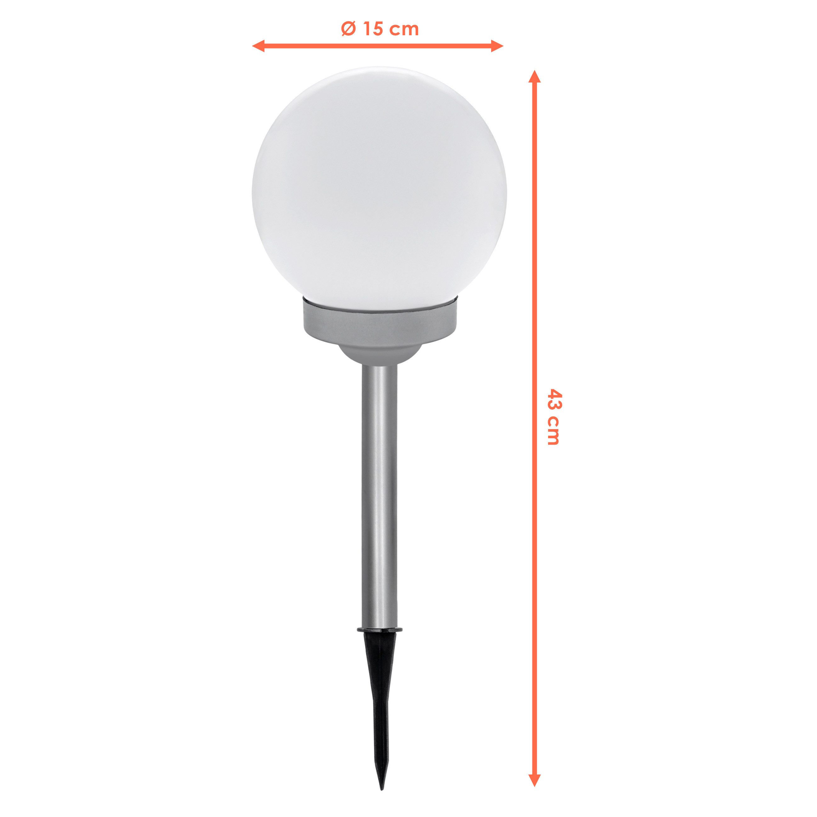 Spetebo Kugelleuchte Solarlampe Kugel warm weiß mit Erdspieß höhenverstellbar, Ein-/Ausschalter, LED, warm weiß, Leuchtdauer 8 Stunden