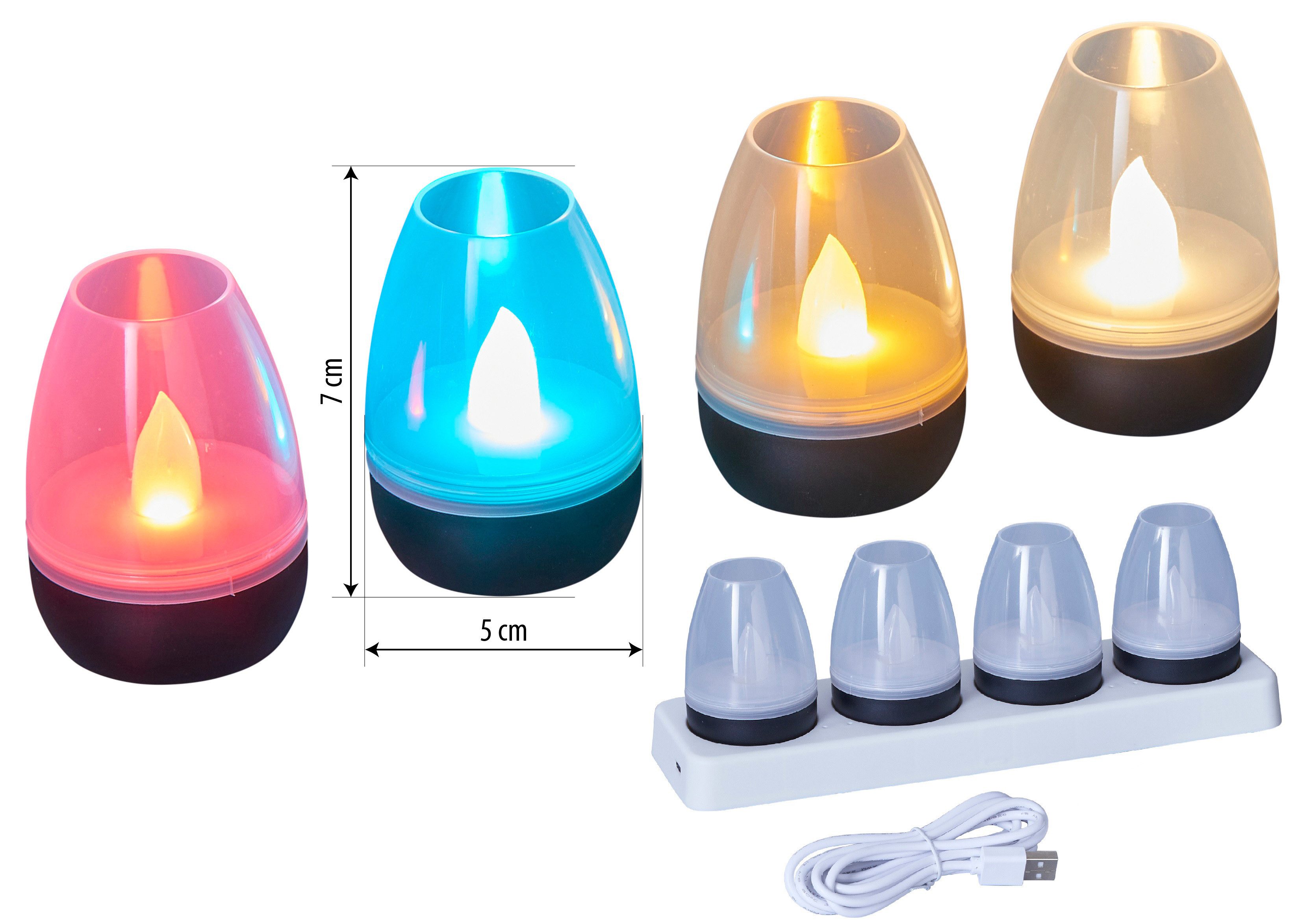 Northpoint LED Dekolicht LED Akku Lounge Lights Kabellos für Innen und Außen RGBW Flackereffekt