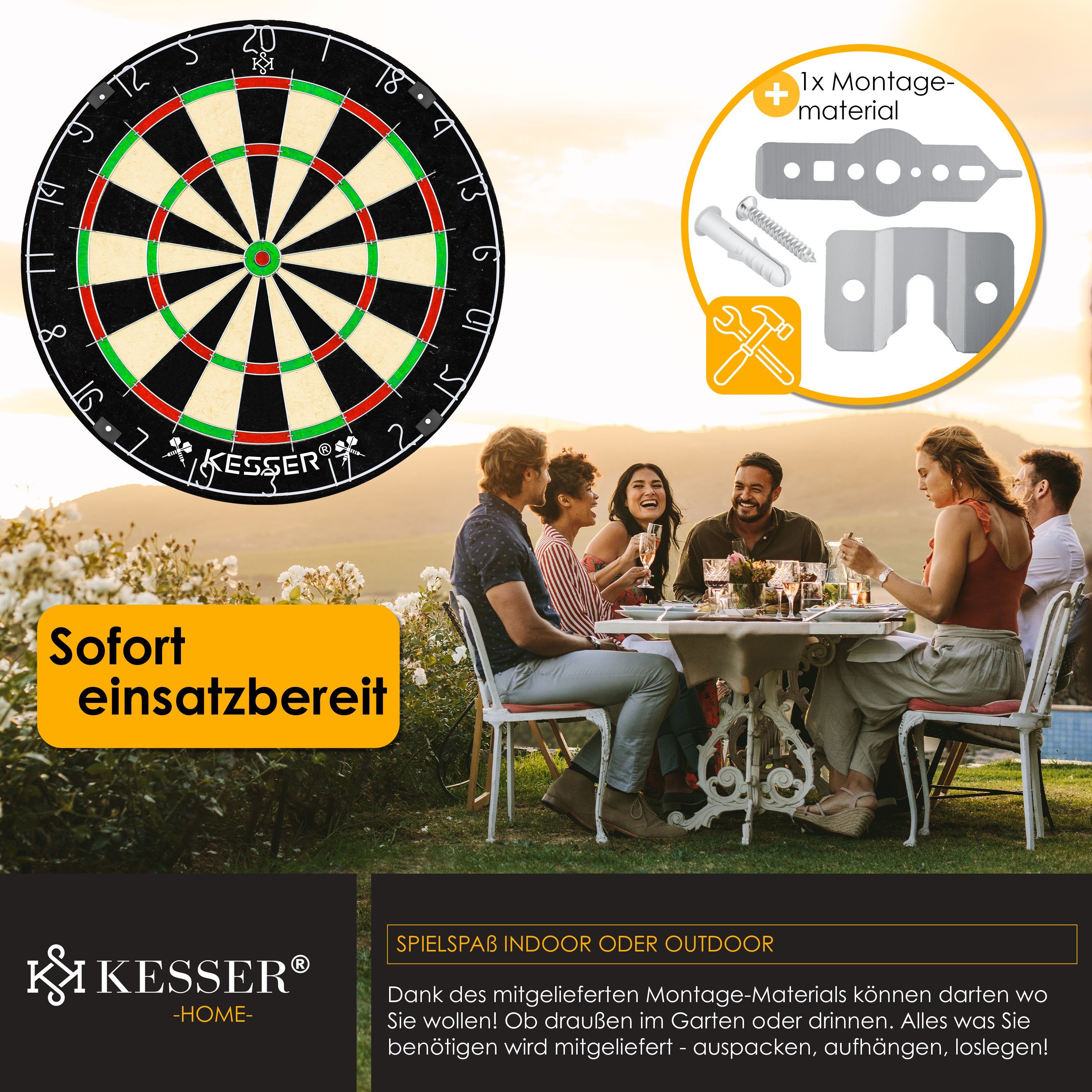 Dartscheibe Dartboard KESSER kork Professional Dartpfeile mit Dartscheibe,