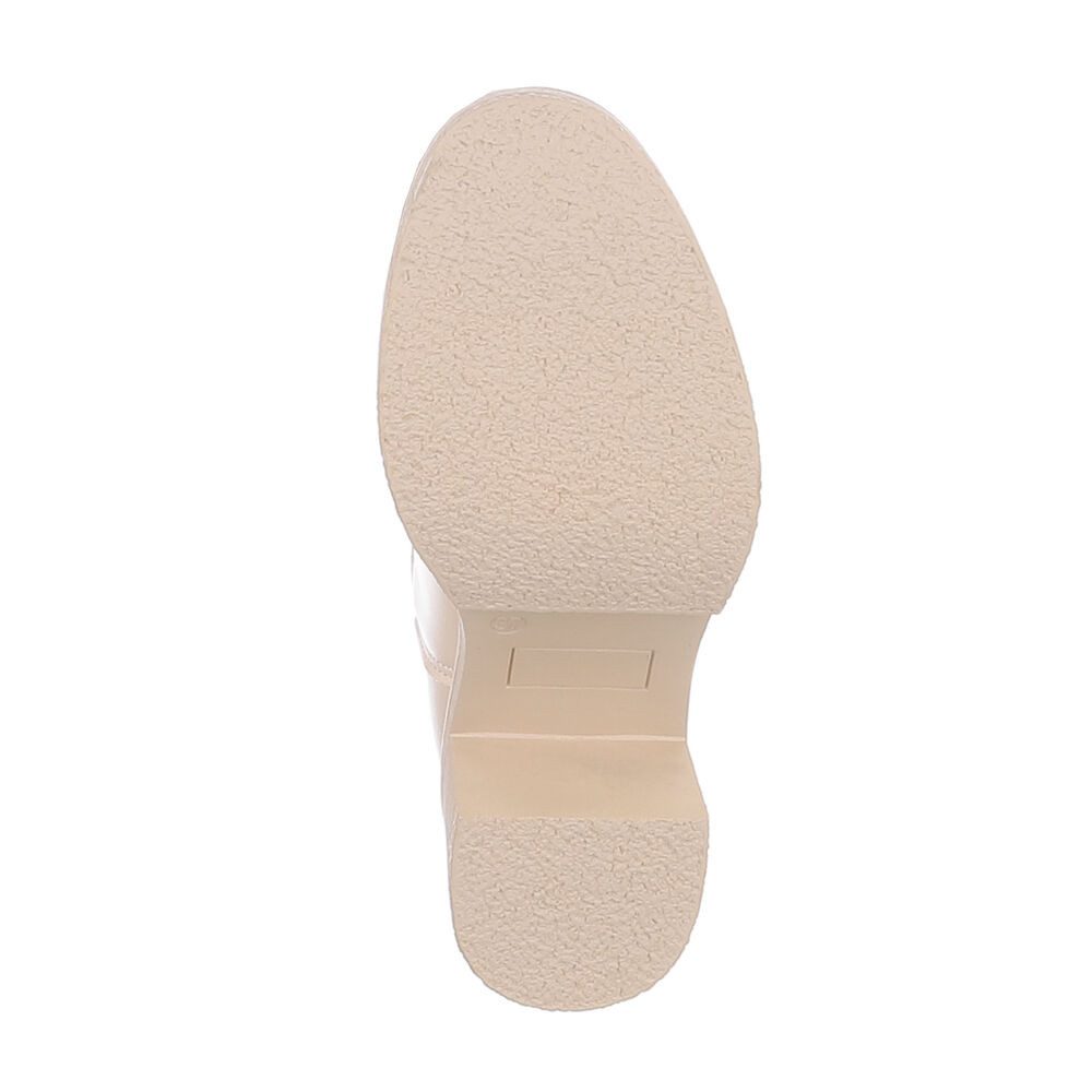 Ital-Design Damen Party & Clubwear Overkneestiefel (87108655) Blockabsatz Overknees in Beige
