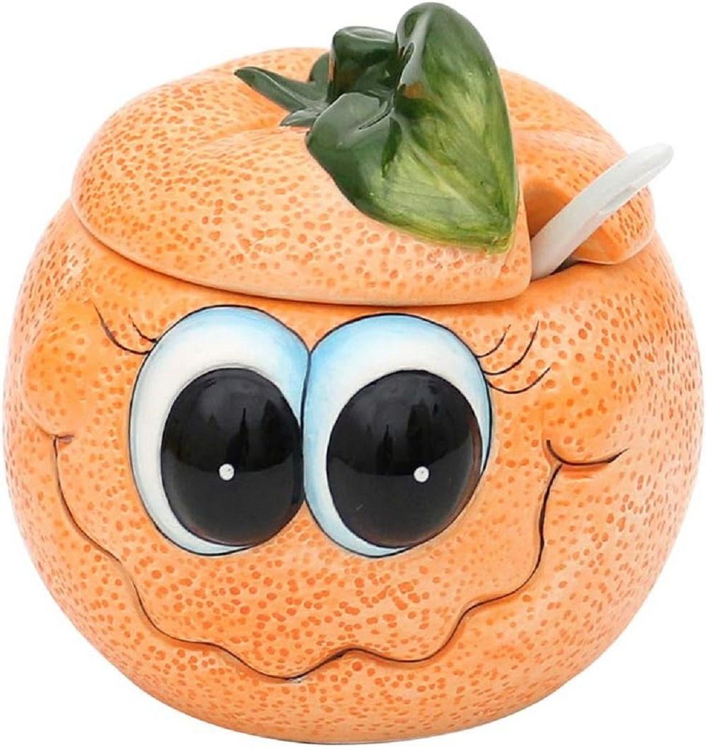 SIGRO Vorratsdose lustige Früchte Zitrone, Orange oder Apfel zur Auswahl, Keramik Orange Zuckerdose ca. 11x10,5x11,5 cm, (1-tlg), Zuckerdose - Dekorationsartikel - Geschenkartikel