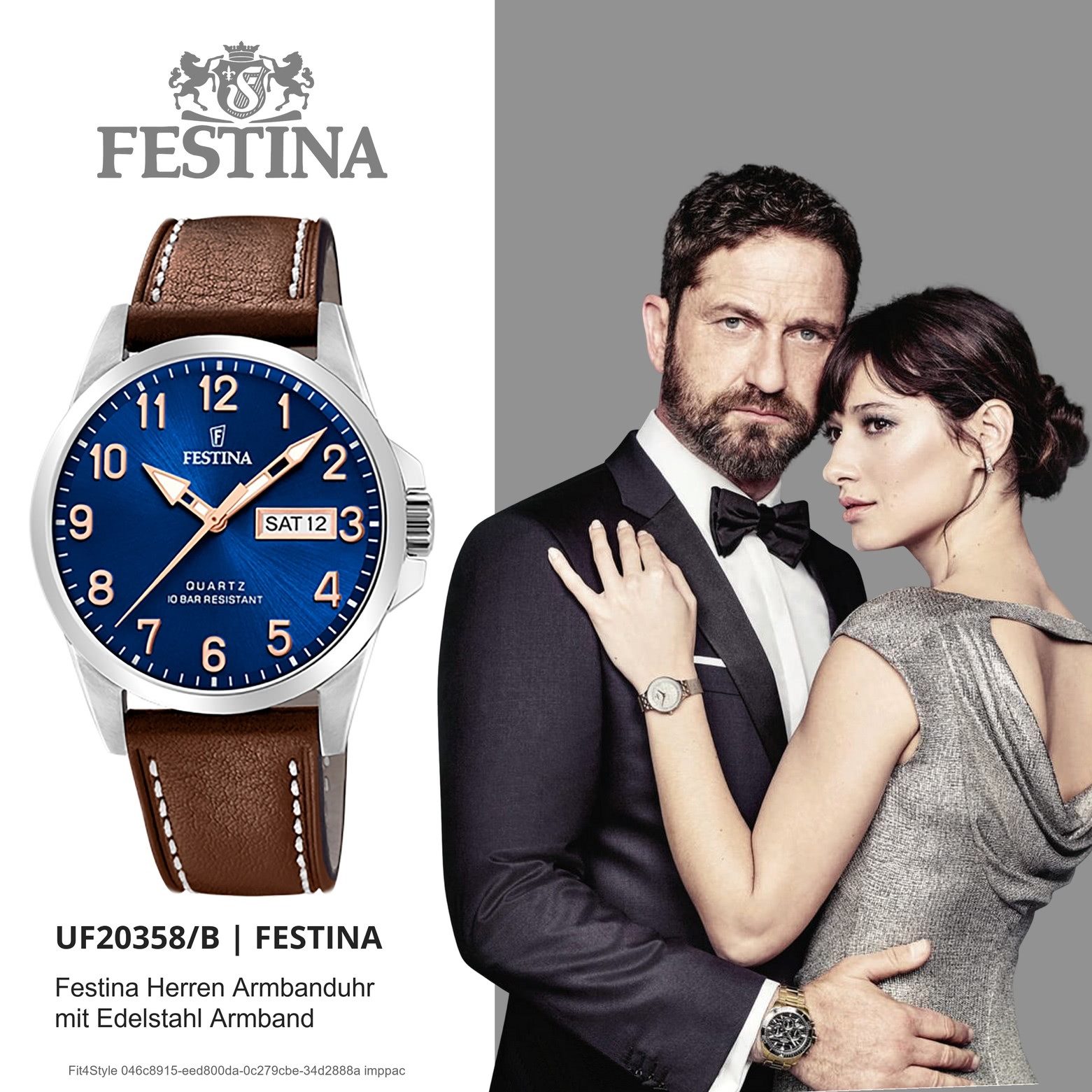 Festina Quarzuhr Festina Herren Uhr F20358/B Edelstahl, (Analoguhr), Herren Armbanduhr rund, Lederarmband braun