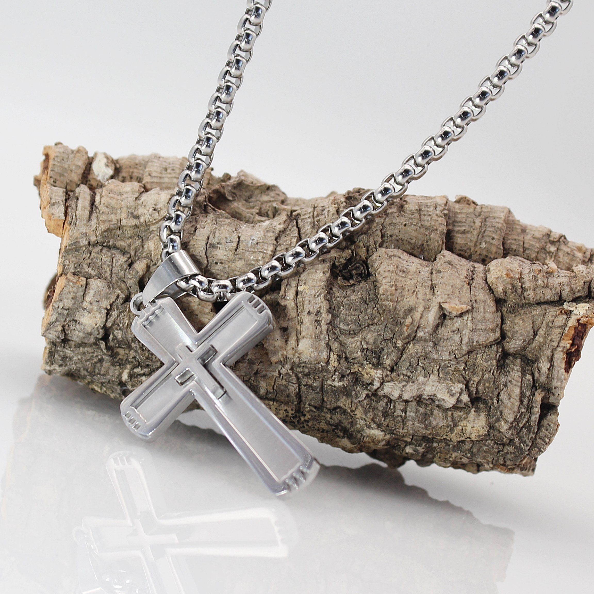 ELLAWIL Edelstahlketten-Set Kreuzkette Kette mit Jesus Kreuz Anhänger Halsk günstig online kaufen
