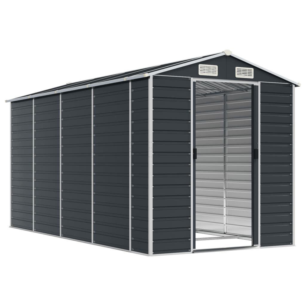 vidaXL Gartenhaus Gerätehaus Anthrazit 191x385x198 cm Verzinkter Stahl