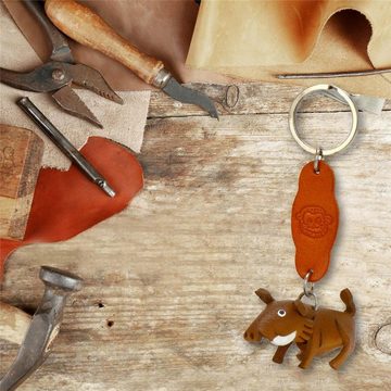 Monkimau Schlüsselanhänger Wildschwein Schlüsselanhänger Leder Tier Figur (Packung)