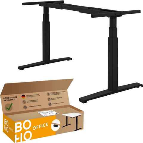 boho office® Schreibtisch Basic Line (Tischgestell), elektrisch stufenlos höhenverstellbar in Schwarz inkl. Memory-Funktion