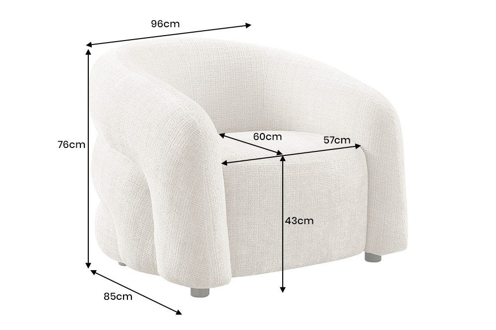 riess-ambiente Loungesessel VOGUE 95cm beige – Sessel mit Armlehnen, Chenille Cremona, modern (Einzelartikel, 1-St), komfortabler Sessel mit weichem Bezug – ide – Bild 4 von 5