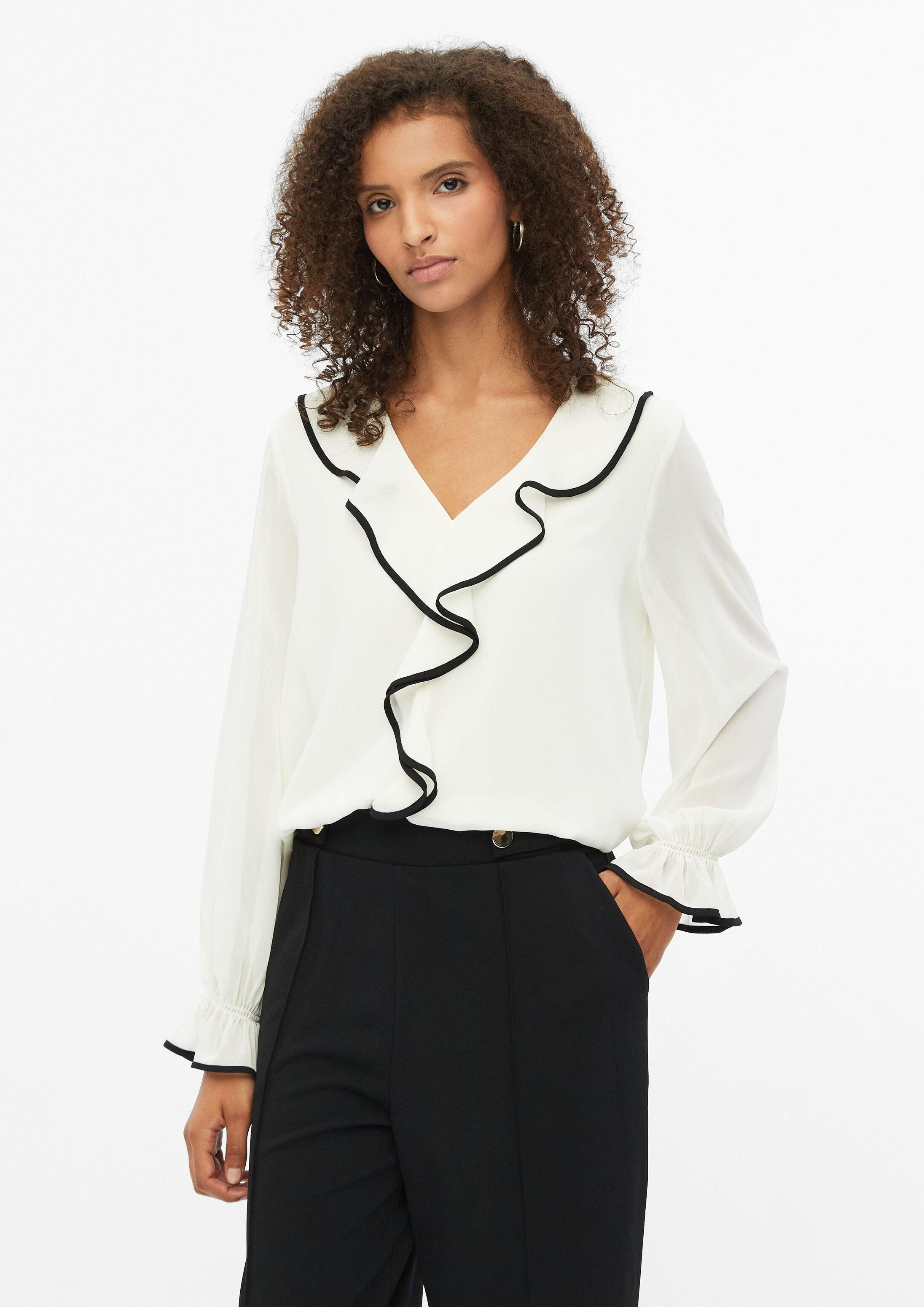 s.Oliver Langarmbluse Bluse Chiffon-Bluse mit Volants