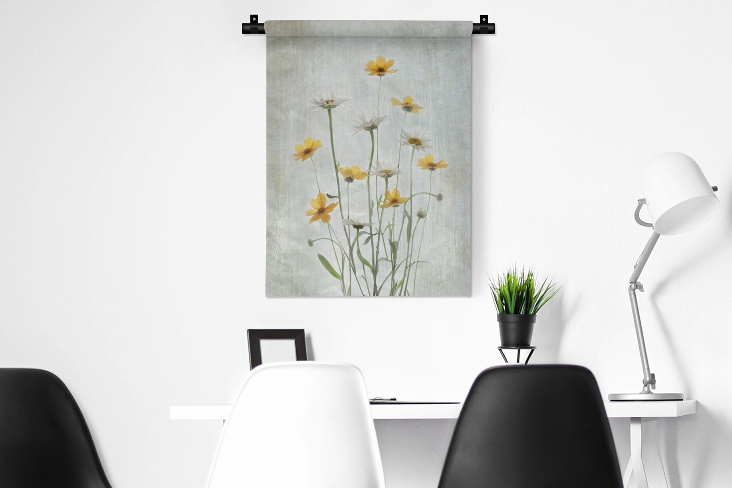MuchoWow Wanddekoobjekt Blumen - Gelb Schlafzimmer der Pflanzen - Stilleben, Wand, für Tapisserie, - Wohnzimmer, an Deko