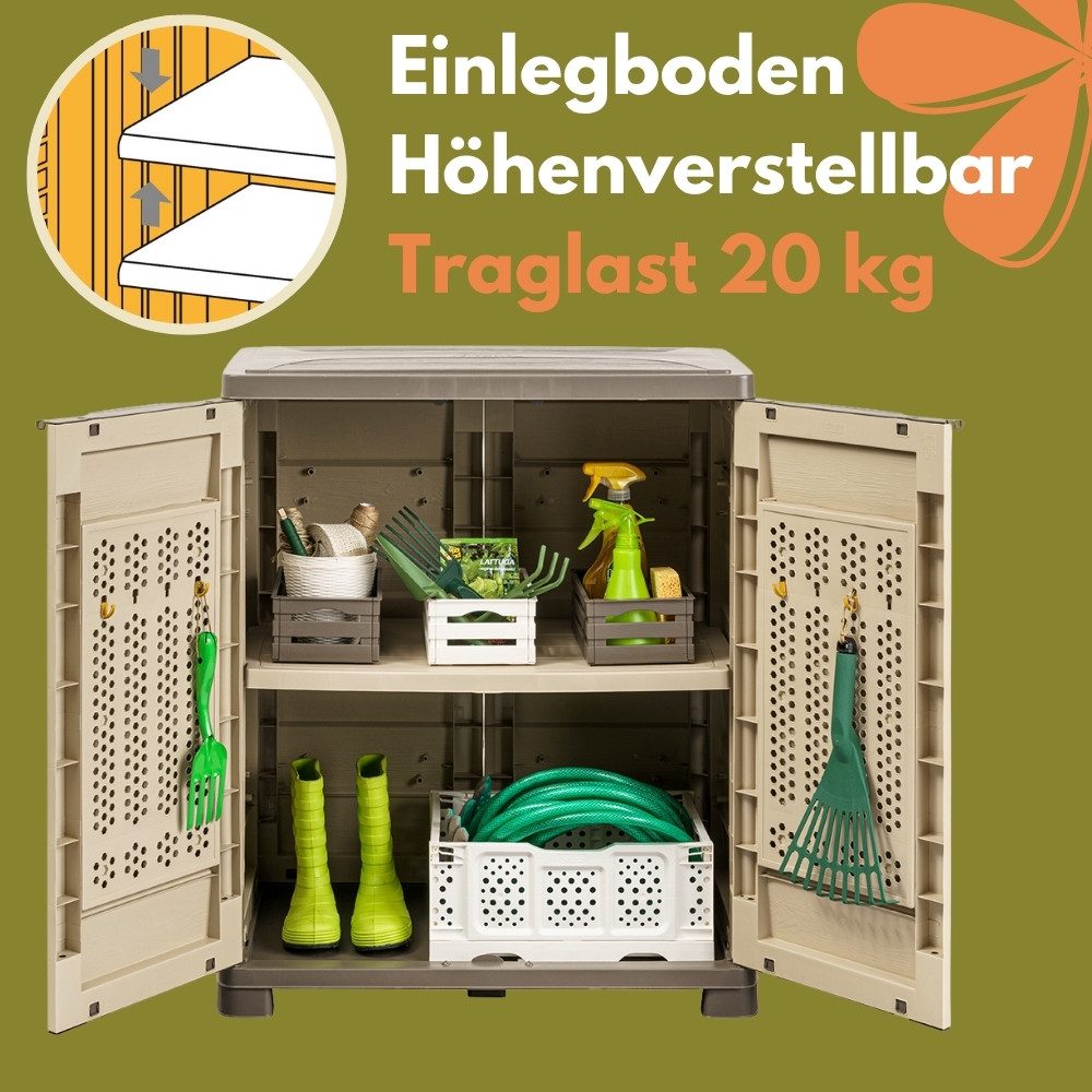 GarPet Garten-Geräteschrank Gartenschrank Wetterfest Outdoor Kunststoff Schrank Balkonschrank
