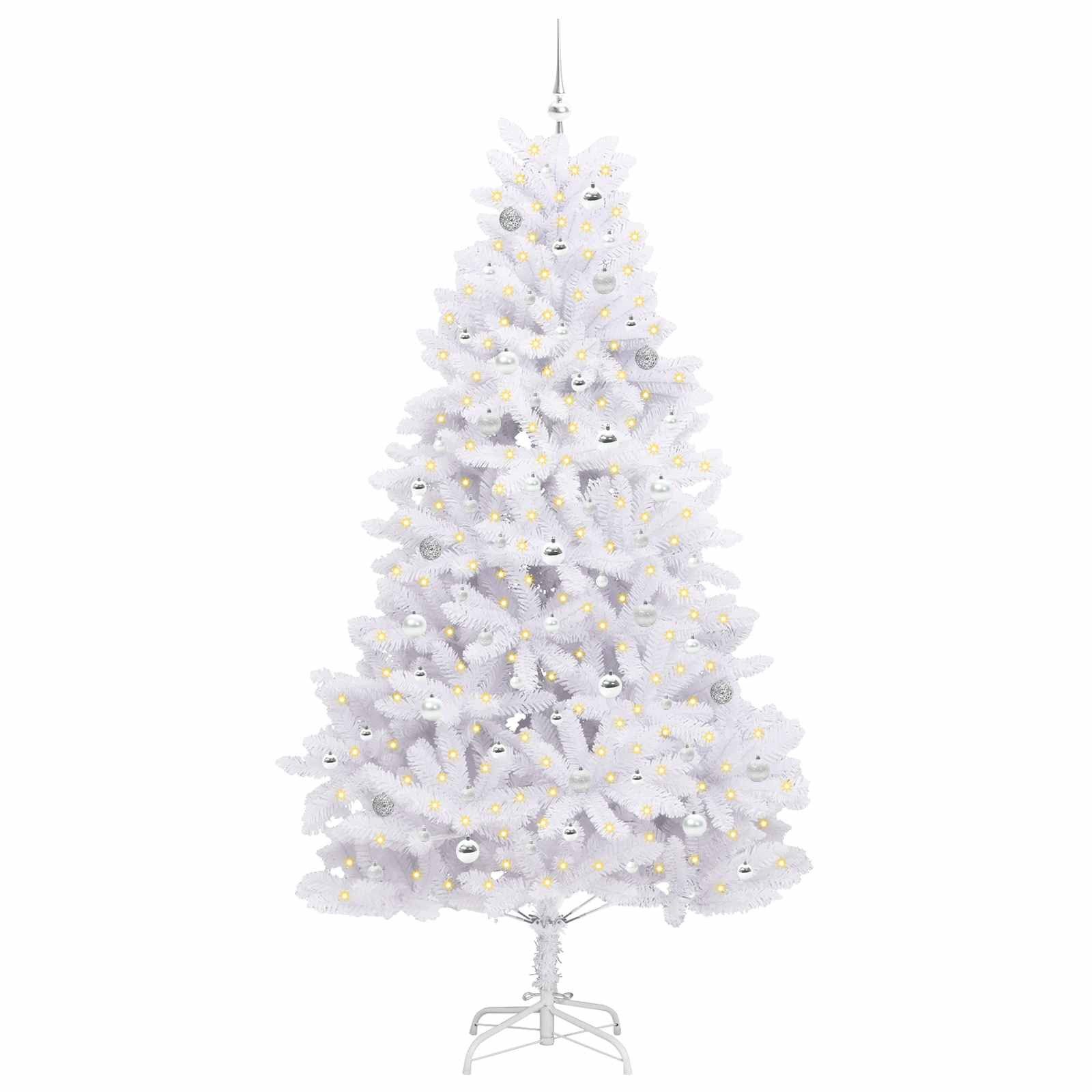 vidaXL Künstlicher Weihnachtsbaum Künstlicher klappbarer Weihnachtsbaum Weiß 240 cm PVC und Stahl