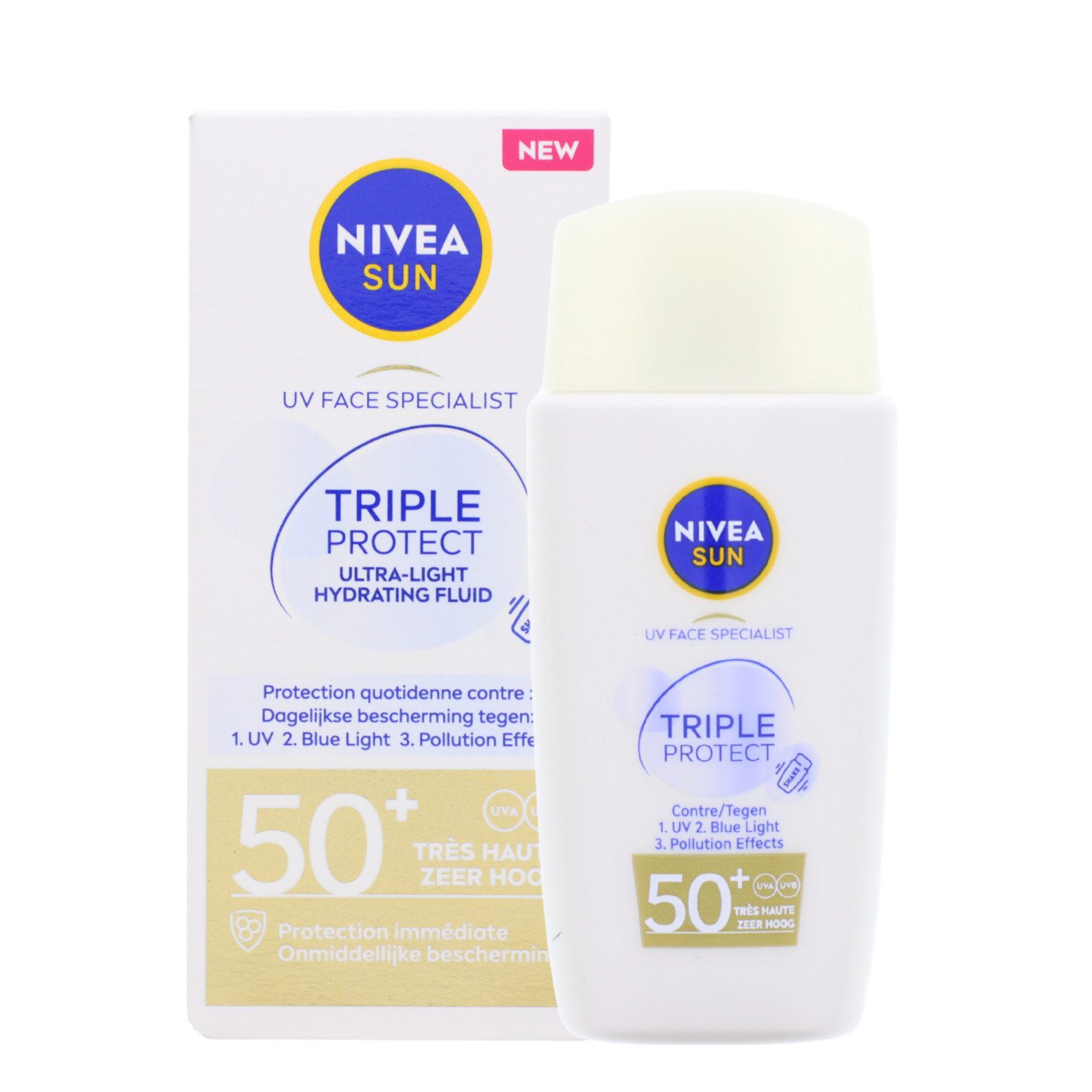 Nivea Sonnenschutzlotion NIVEA SUN Triple Protect LSF50+ 40ml tägliche Sonnenpflege mit Hyaluro