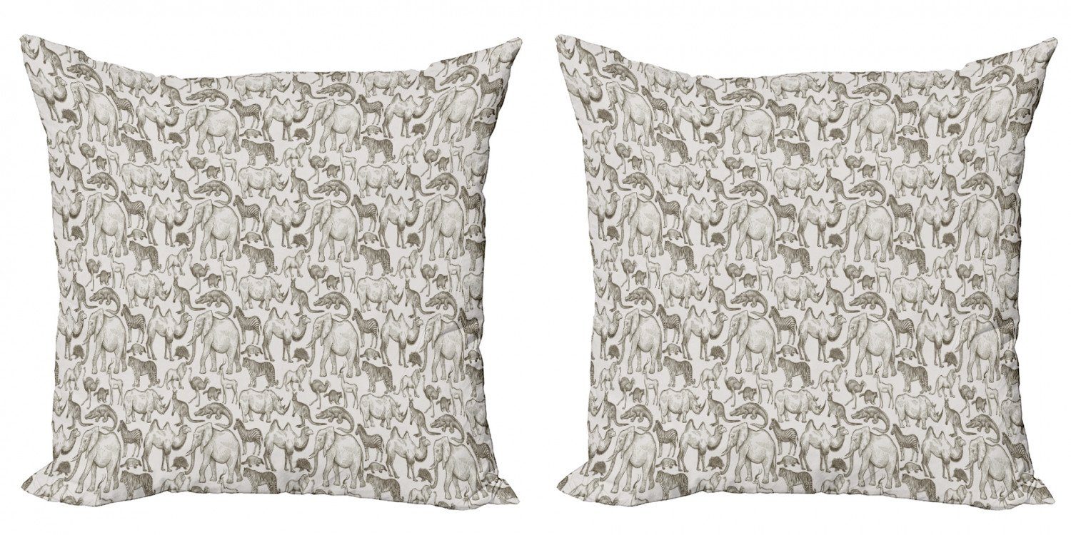 Kissenbezüge Abakuhaus Accent Savannah Digitaldruck, Stück), Doppelseitiger Modern (2 Safari Säugetiere