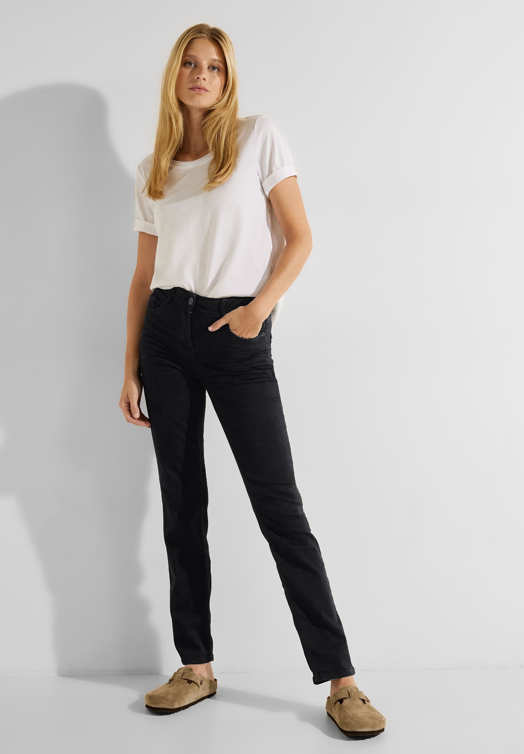 in Fit Five (1-tlg) Black Cecil Cecil Bequeme Jeans Straight Pockets Jeans Dunkle