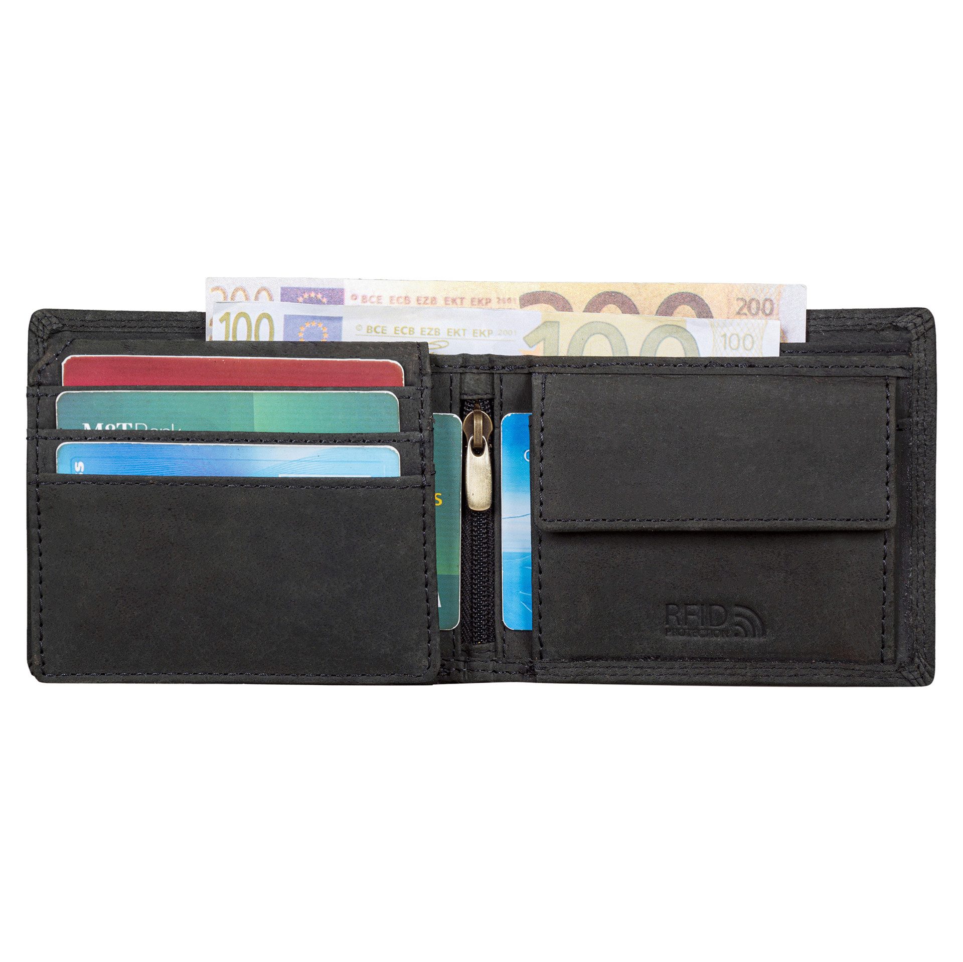 Benthill Geldbörse Herren Echtleder RFID Portemonnaie Slim Gelbeutel Vintage Leder, RFID-Schutz Kartenfächer Münzfach