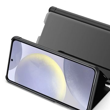 FITSU Handyhülle Spiegel Hülle für Samsung Galaxy S24 Plus Handytasche 6,7 Zoll, Schlanke Klapphülle, elegantes Flipcase, Handyhülle mit Standfunktion