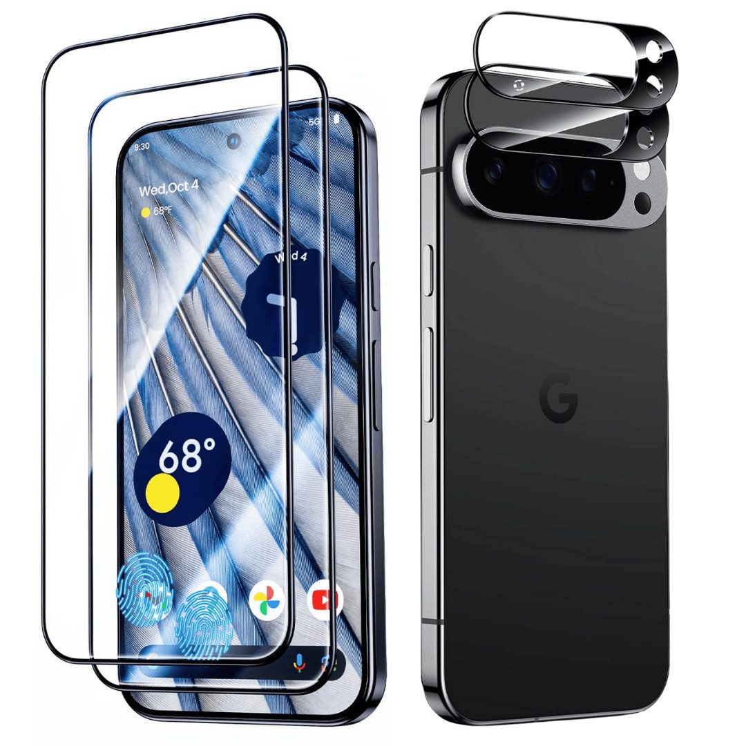 SmartUP Displayschutzglas 2X Schutzglas für Google Pixel 9 Pro Panzerfolie Display Kamera Full für Für Google Pixel 9 Pro, kompletter Rundumschutz