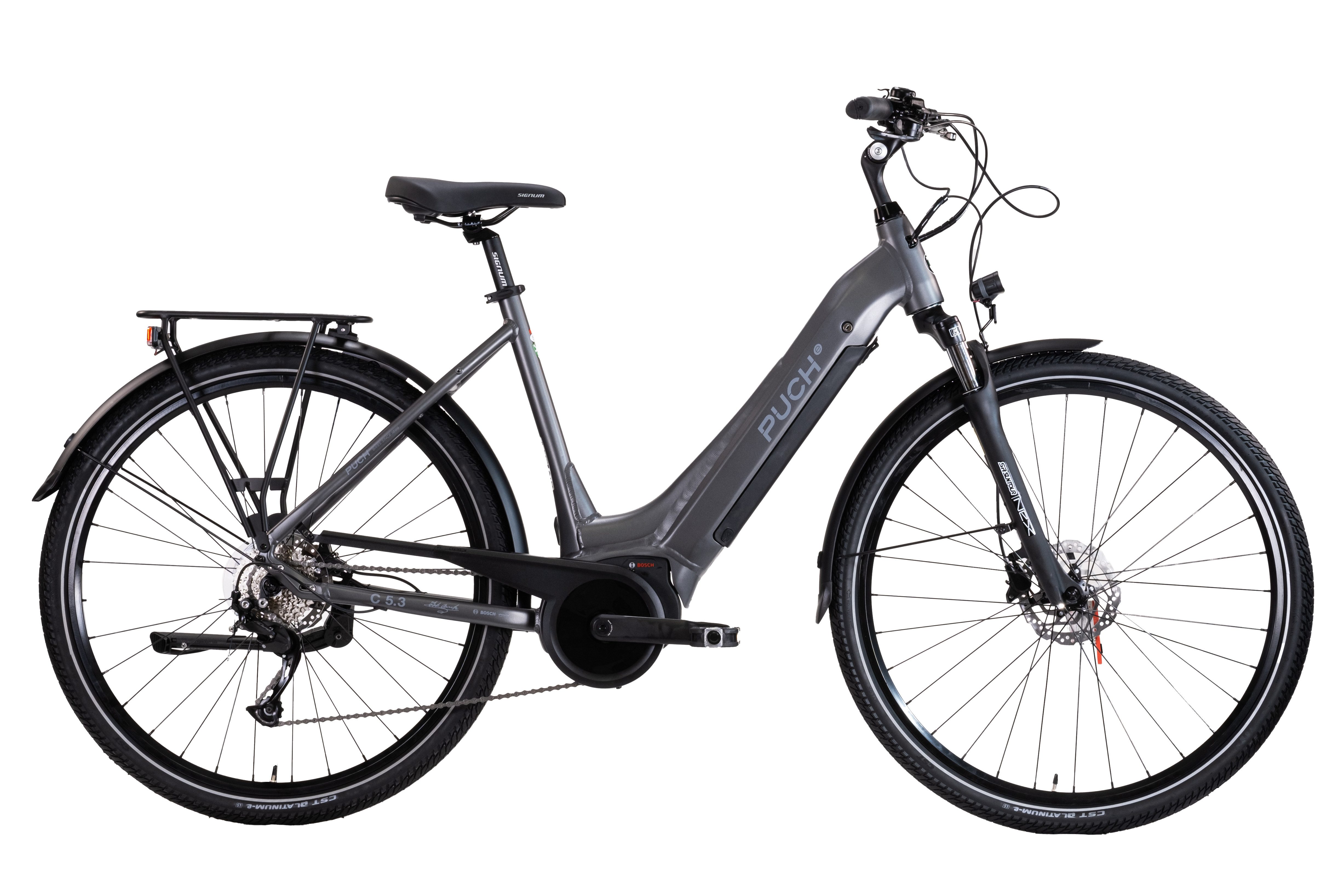 PUCH E-Bike Trekkingrad PUCH C5.3 ALIVIO / BOSCH 500 Wh 28" grau 9-Gänge, 9 Gang Shimano Alivio RDM3100 Schaltwerk, Kettenschaltung, Mittelmotor, 500 Wh, BOSCH PERFORMANCE LINE 36 V/250 W, Mittelmotor