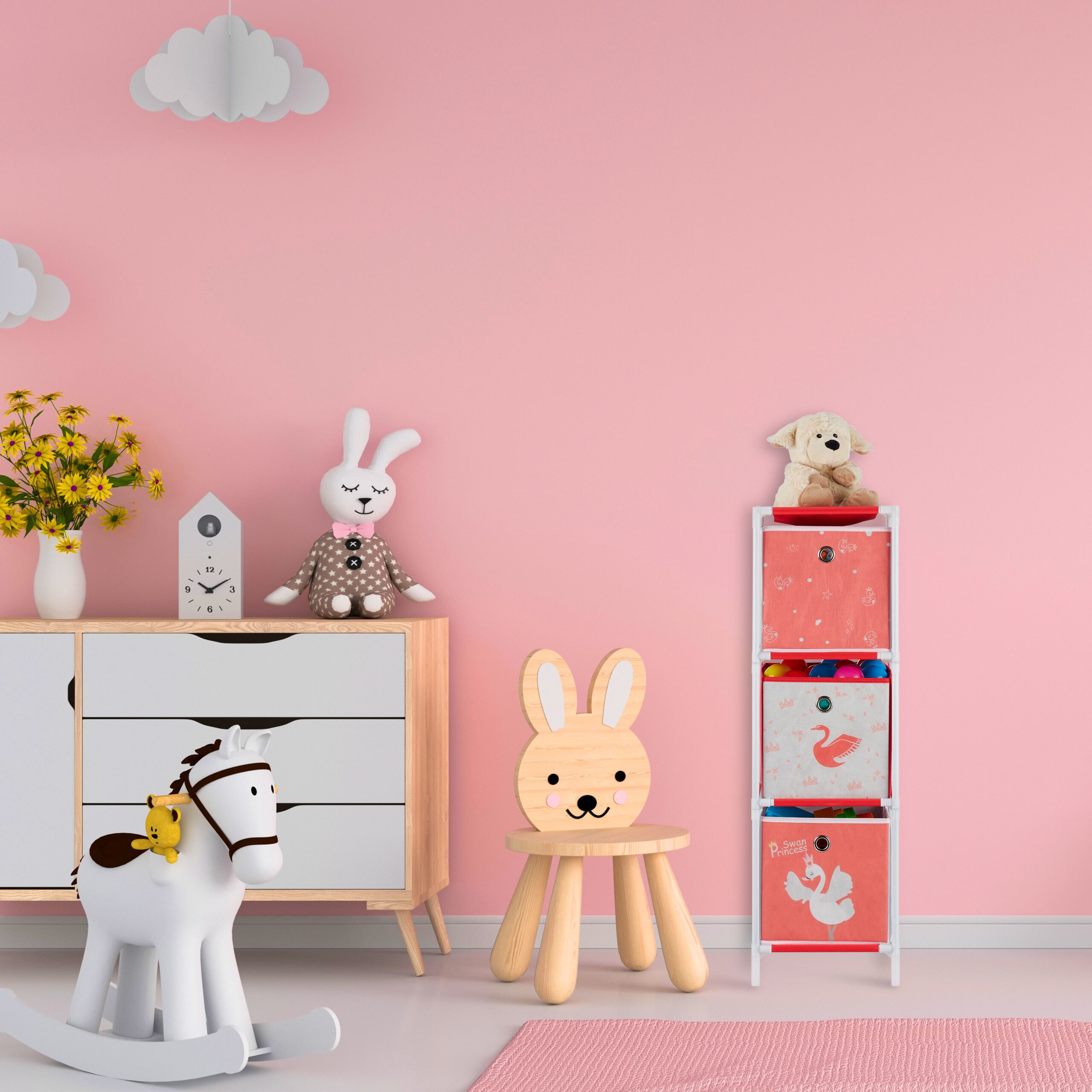 relaxdays Steckregal Kinderregal Schwan mit Boxen, günstig online kaufen