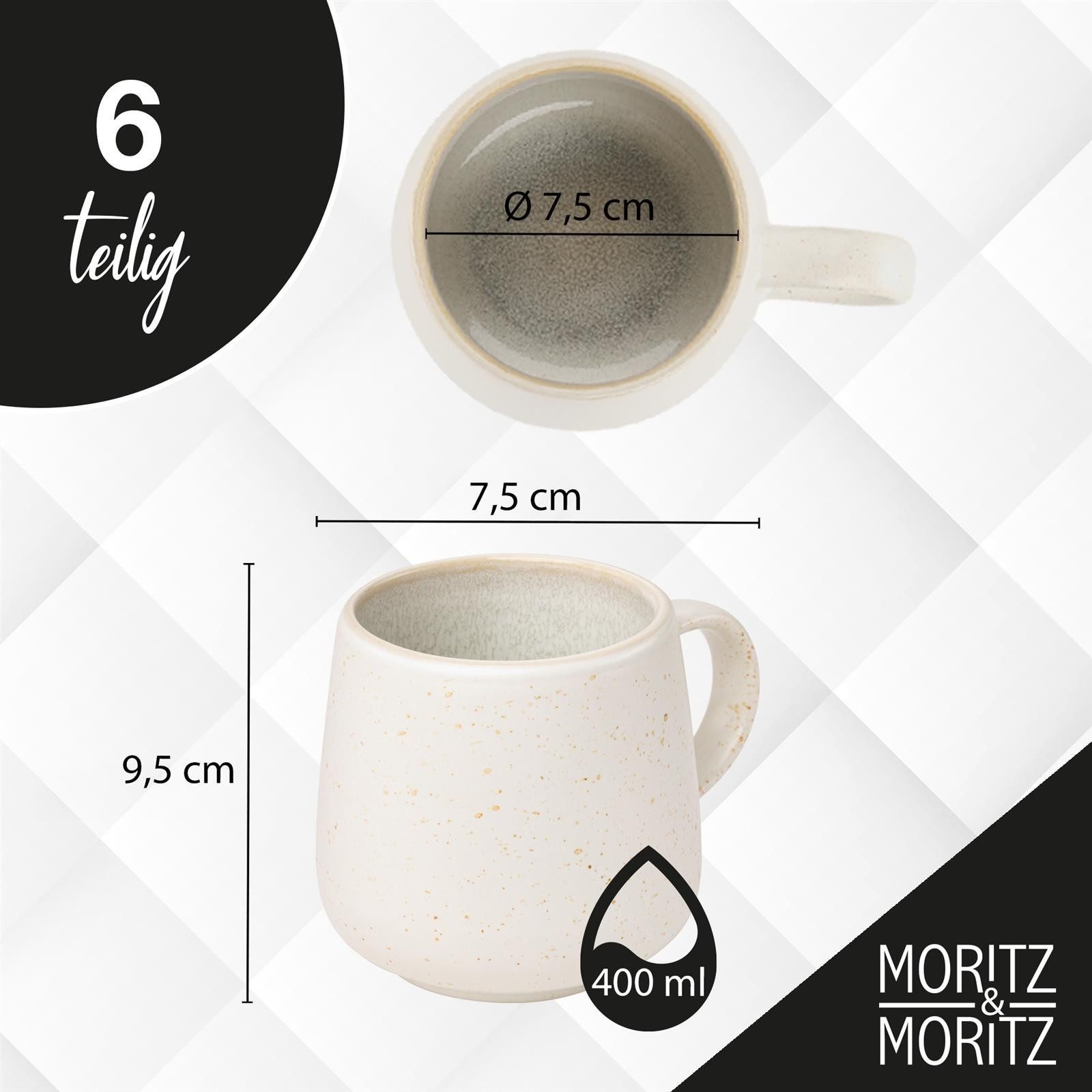 Moritz & Moritz Tasse SOLID UNI Tassen Creme, 6-tlg., Steinzeug, für 6 Personen - spülmaschinen- und mikrowellengeeignet