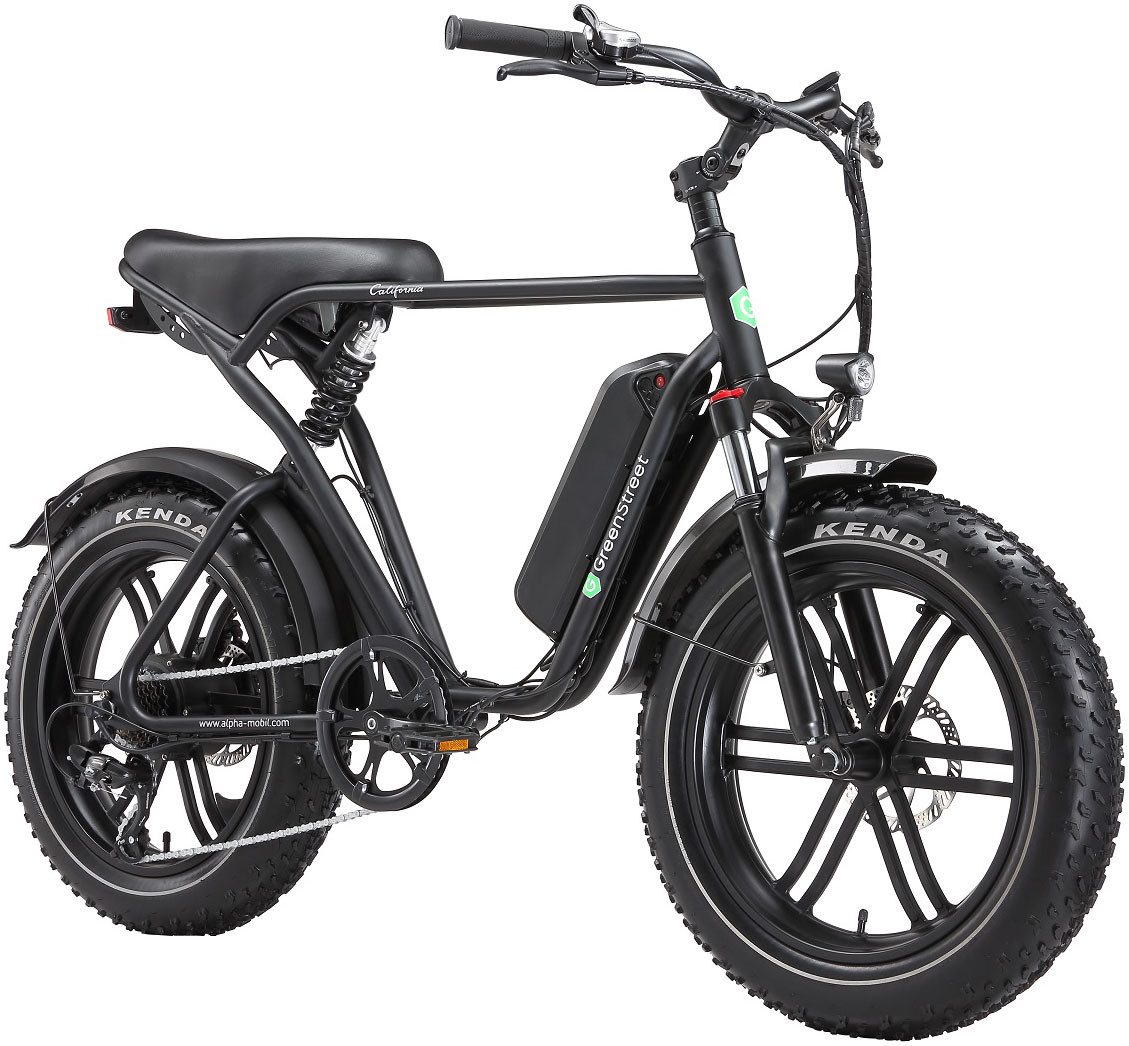 GreenStreet E-Bike Mountainbike California, 7 Gang Shimano, Kettenschaltung, Heckmotor, 468 Wh, Pedelec, Elektrofahrrad für Damen u. Herren, MTB