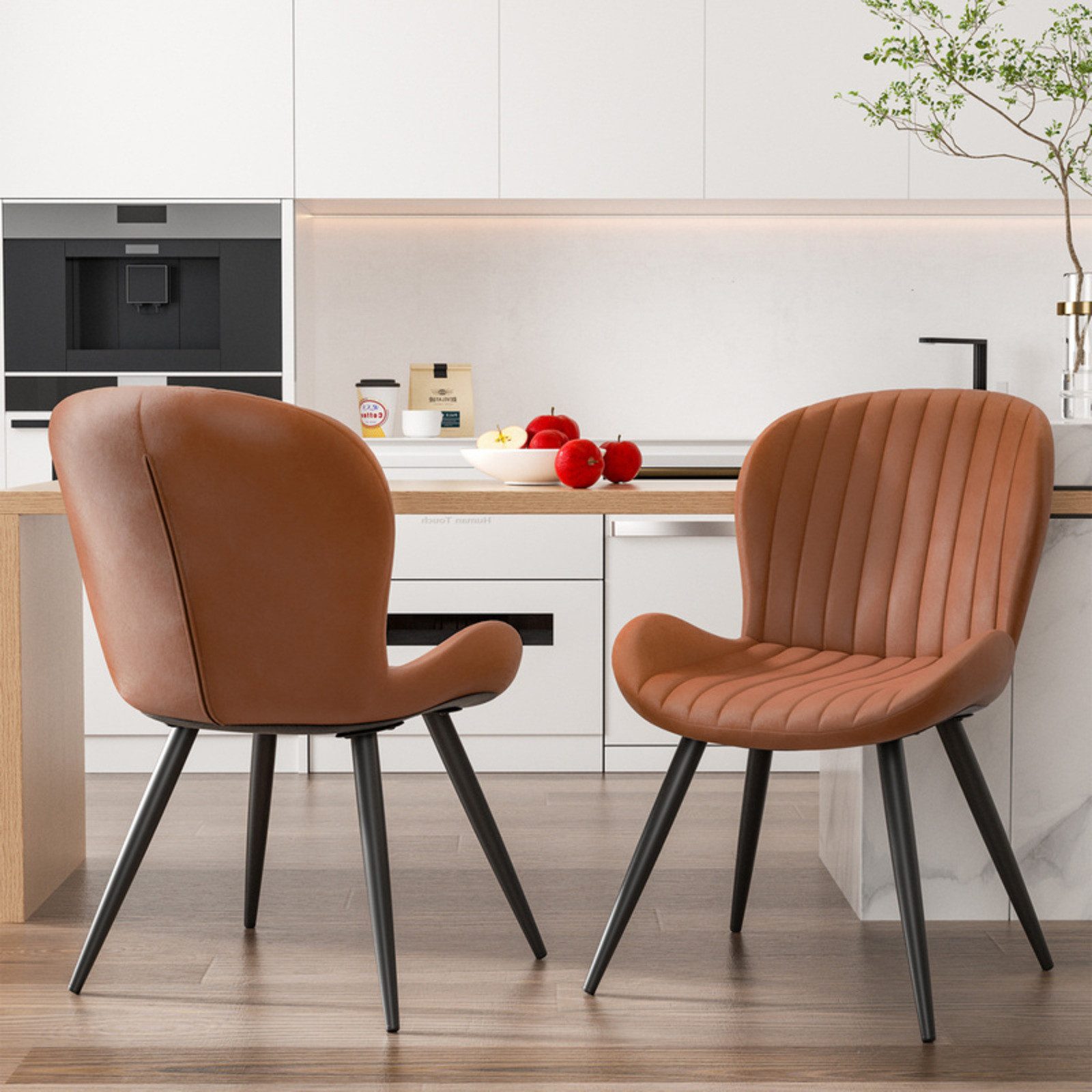 HawthyHome Esszimmerstuhl 2er Set Polsterstuhl mit Armlehnen & Metallbeinen (2 St), Wasserdicht & Ergonomisch für Küche Esszimmer Wohnzimmer