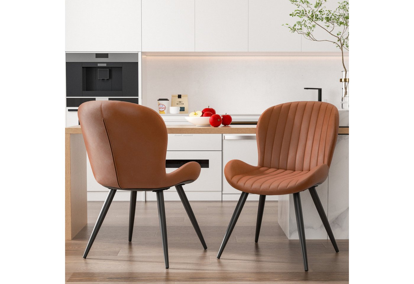 HawthyHome Esszimmerstuhl 2er Set Polsterstuhl mit Armlehnen & Metallbeinen (2 St), Wasserdicht & Ergonomisch für Küche Esszimmer Wohnzimmer