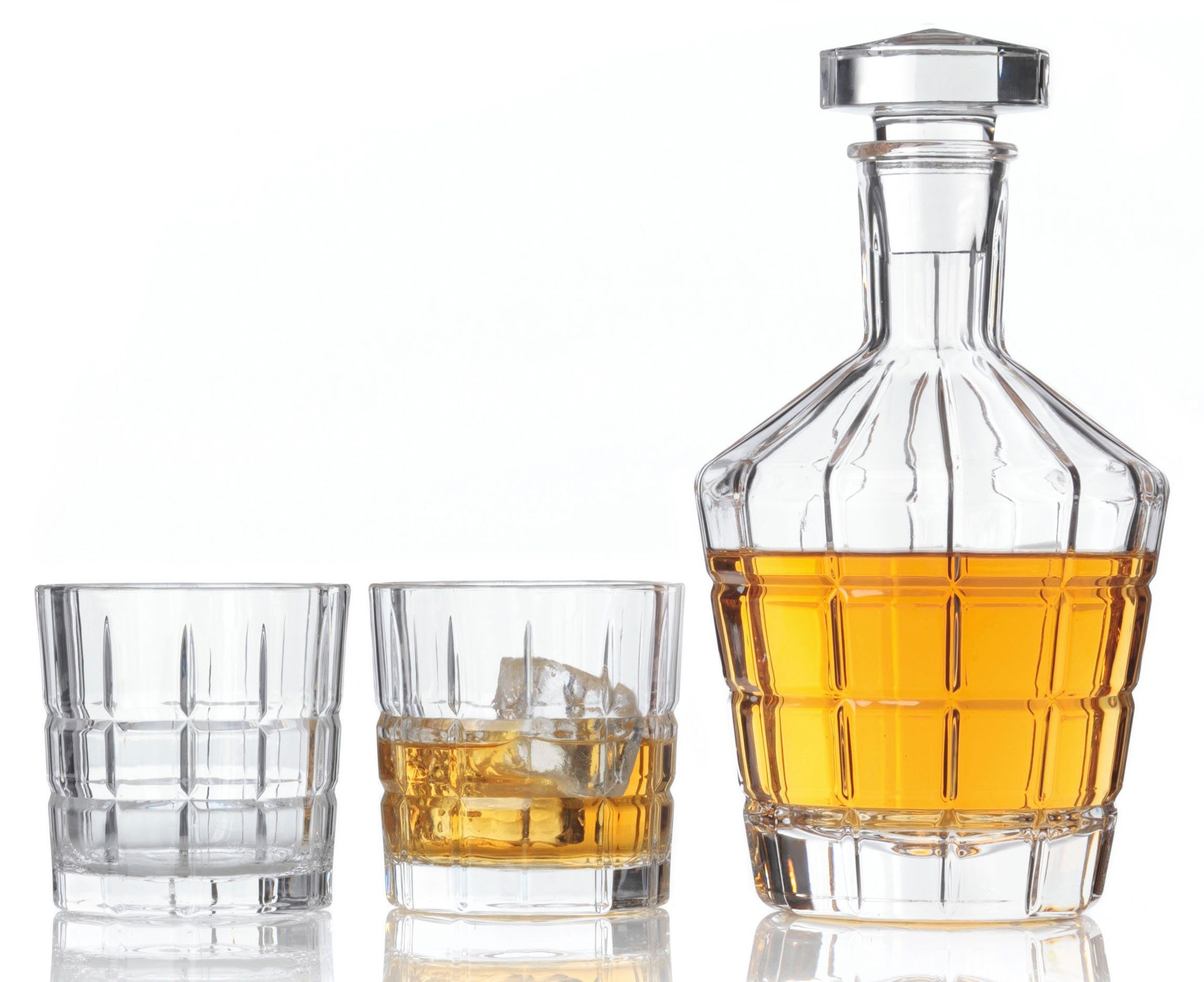 LEONARDO Gläser-Set SPIRITII, 3-tlg., Glas, 3-teilig (1 Karaffe, 2 Gläser), Reliefoptik