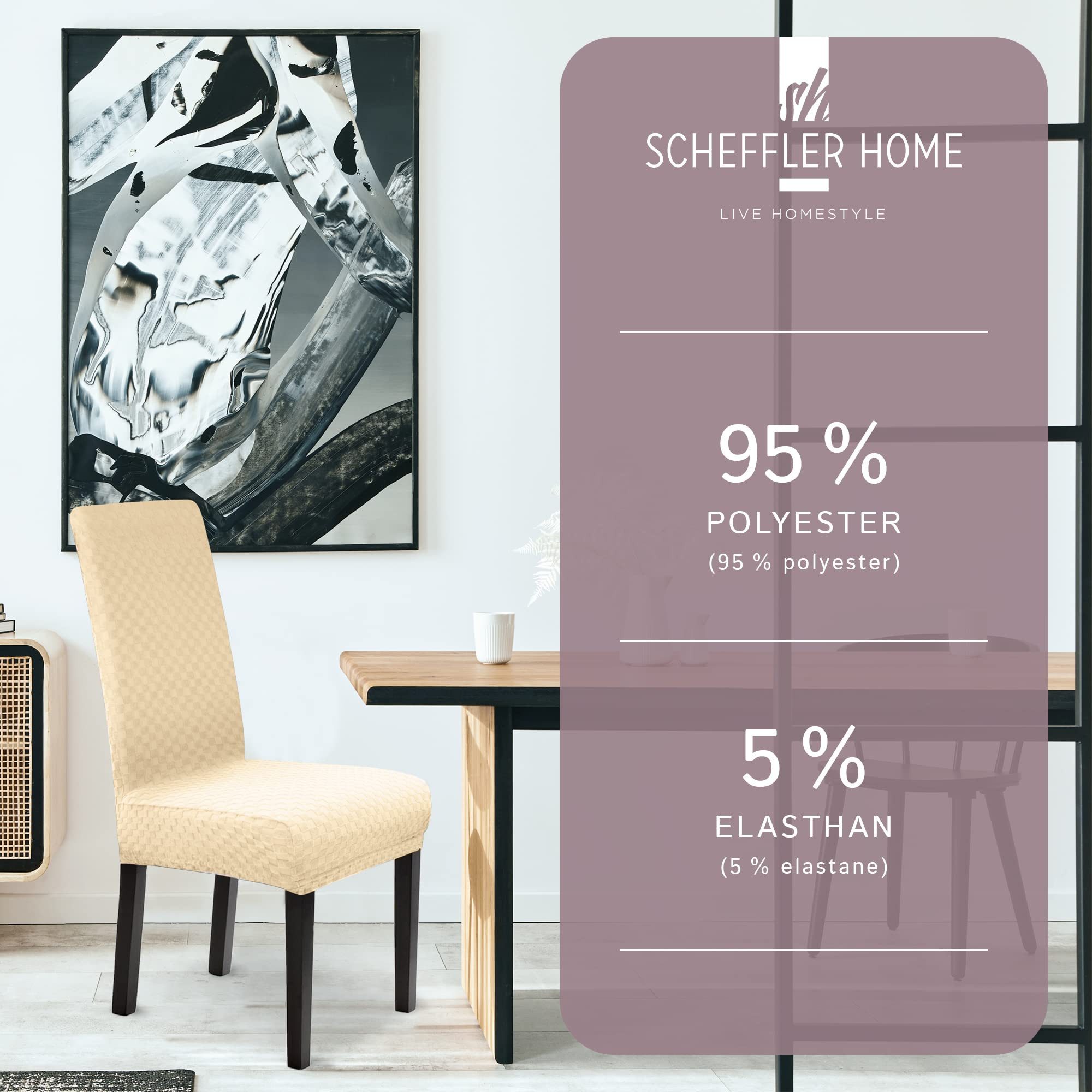 sh SCHEFFLER-HOME LIVE HOMESTYLE Stuhlhusse Moderner Stuhlbezug "Emil" aus Flanell, abnehmbarer & waschbarer Spannbezug für Stühle – Bild 5 von 5