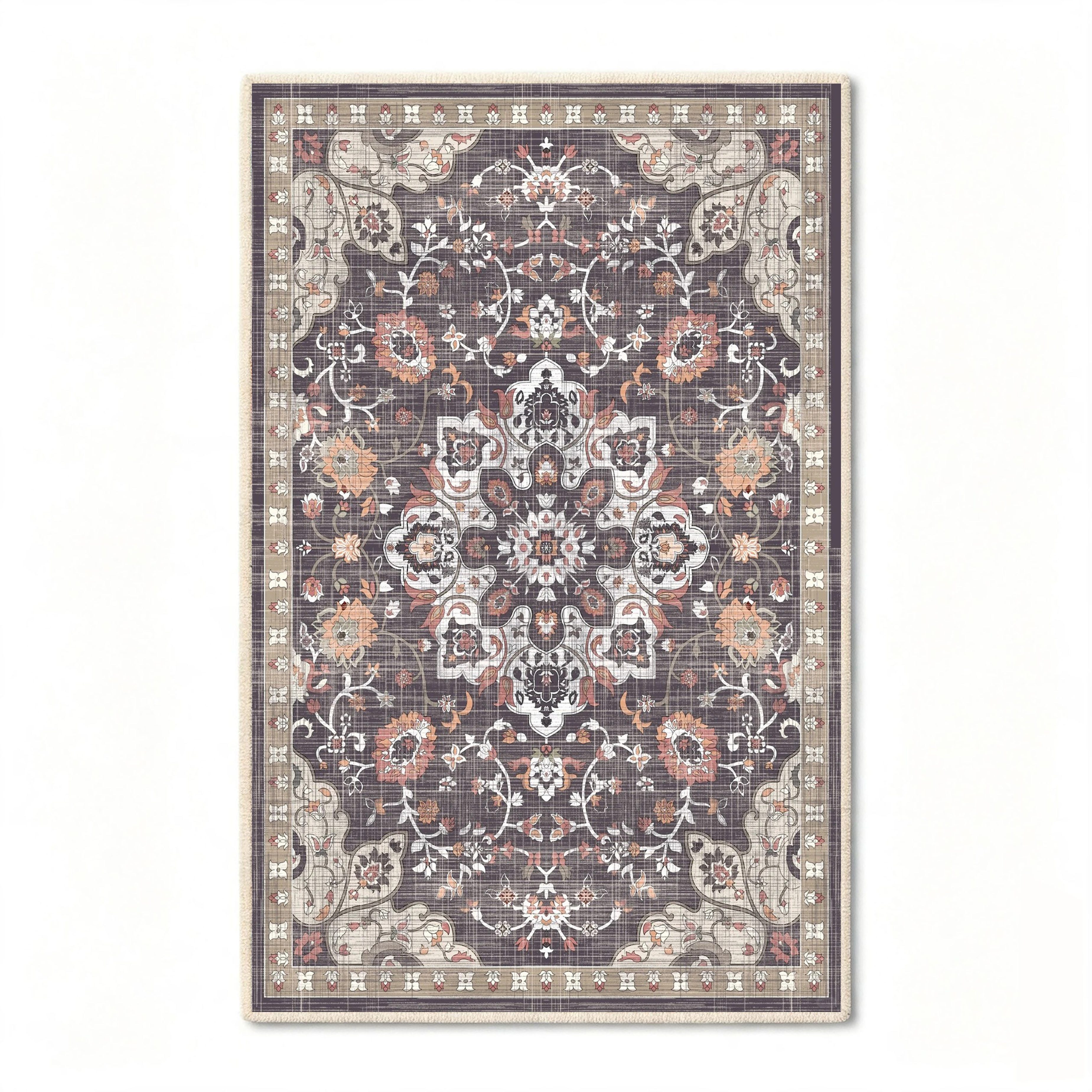 Jumpeak Teppich Teppich, persische Blumen- und Glücksmuster, waschbar, Geschenk, Rechteck, Höhe: 5 mm, Rectangular, 5mm dick, faux cashmere, indoor rug, machine-washable rug