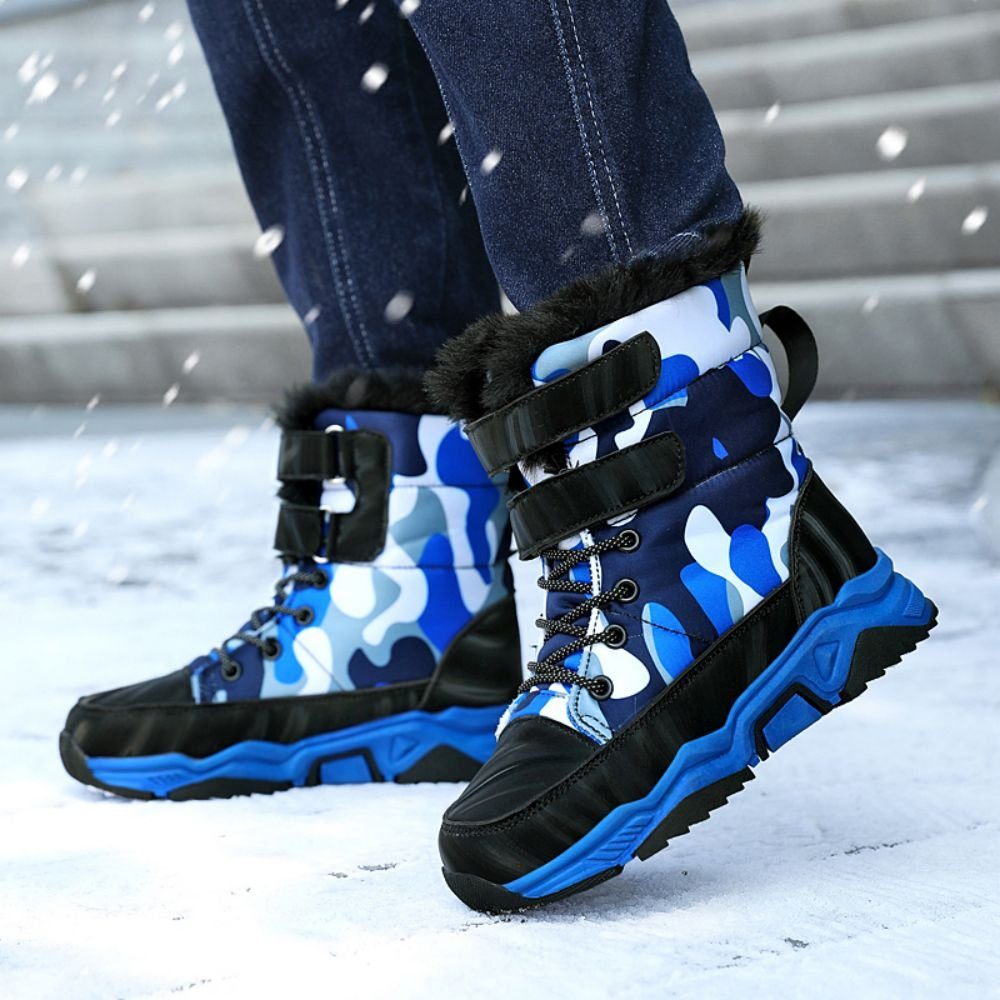 warm halten, schwarz Kinderstiefel Snowboots blau HUSKSWARE (Mittelhohe Schneestiefe, Vlies) rutschfest, warme und Winterkinder-Sneaker, Baumwollschuhe