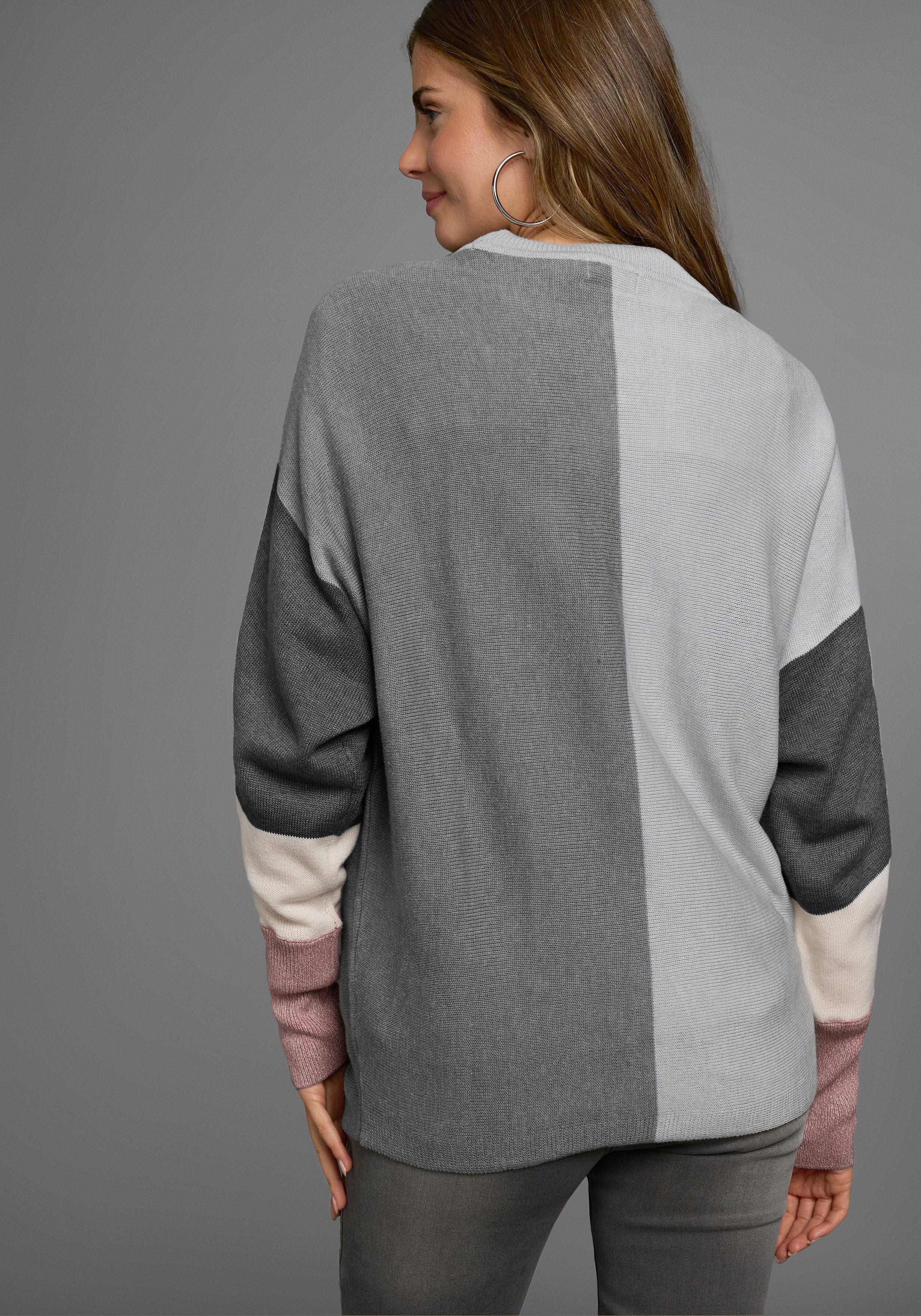 Boysen's Rundhalspullover mit modischem Pastel-Colorblocking