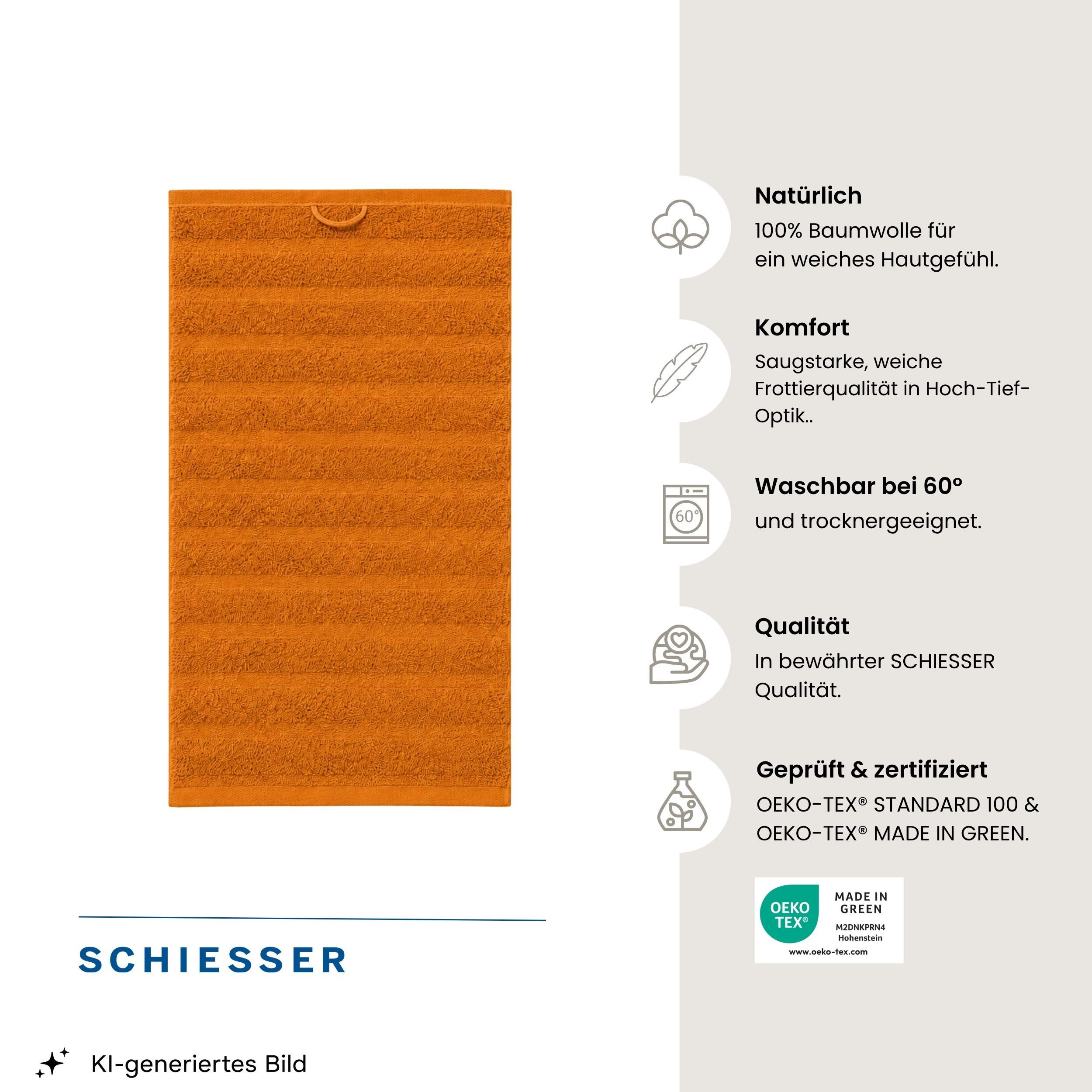 Schiesser Gästehandtücher Neapel aus 100% Baumwolle mit eleganter Hoch-Tief-Optik, Frottier (5-St), OEKO-TEX® MADE IN GREEN