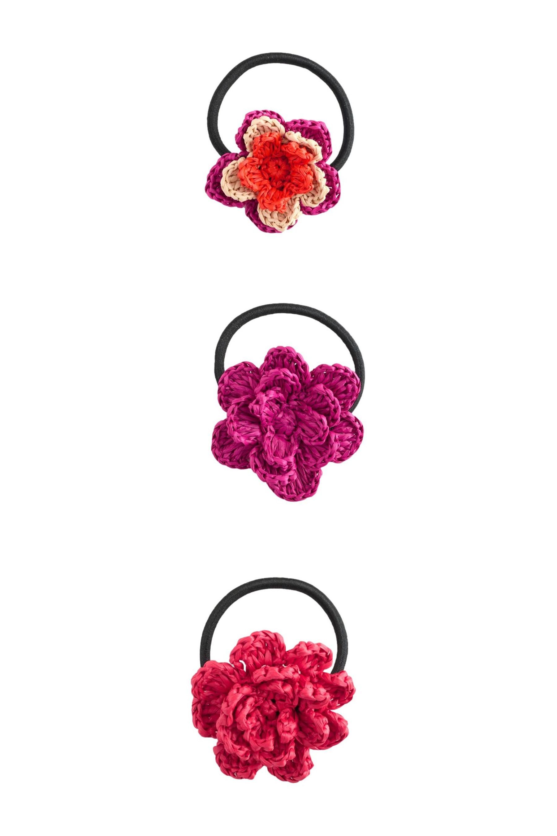 Next Haargummi 3er-Pack Haarbänder mit Blumen in Raffiaoptik