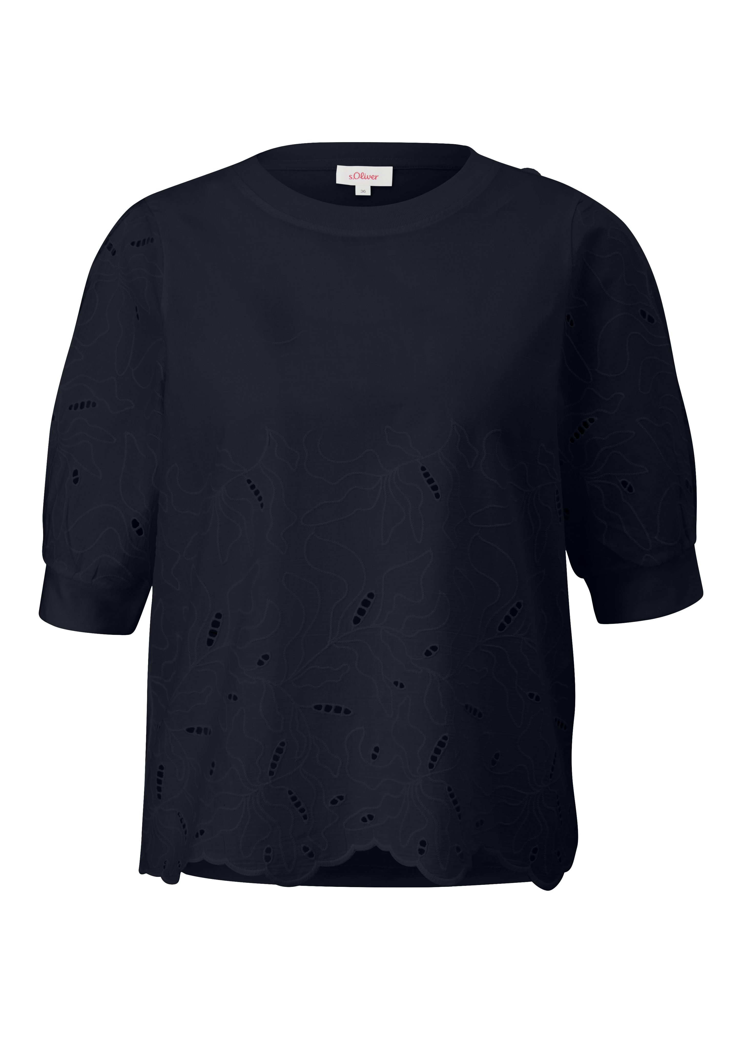 s.Oliver Blusenshirt mit Stickerei in semitransparenter günstig online kaufen