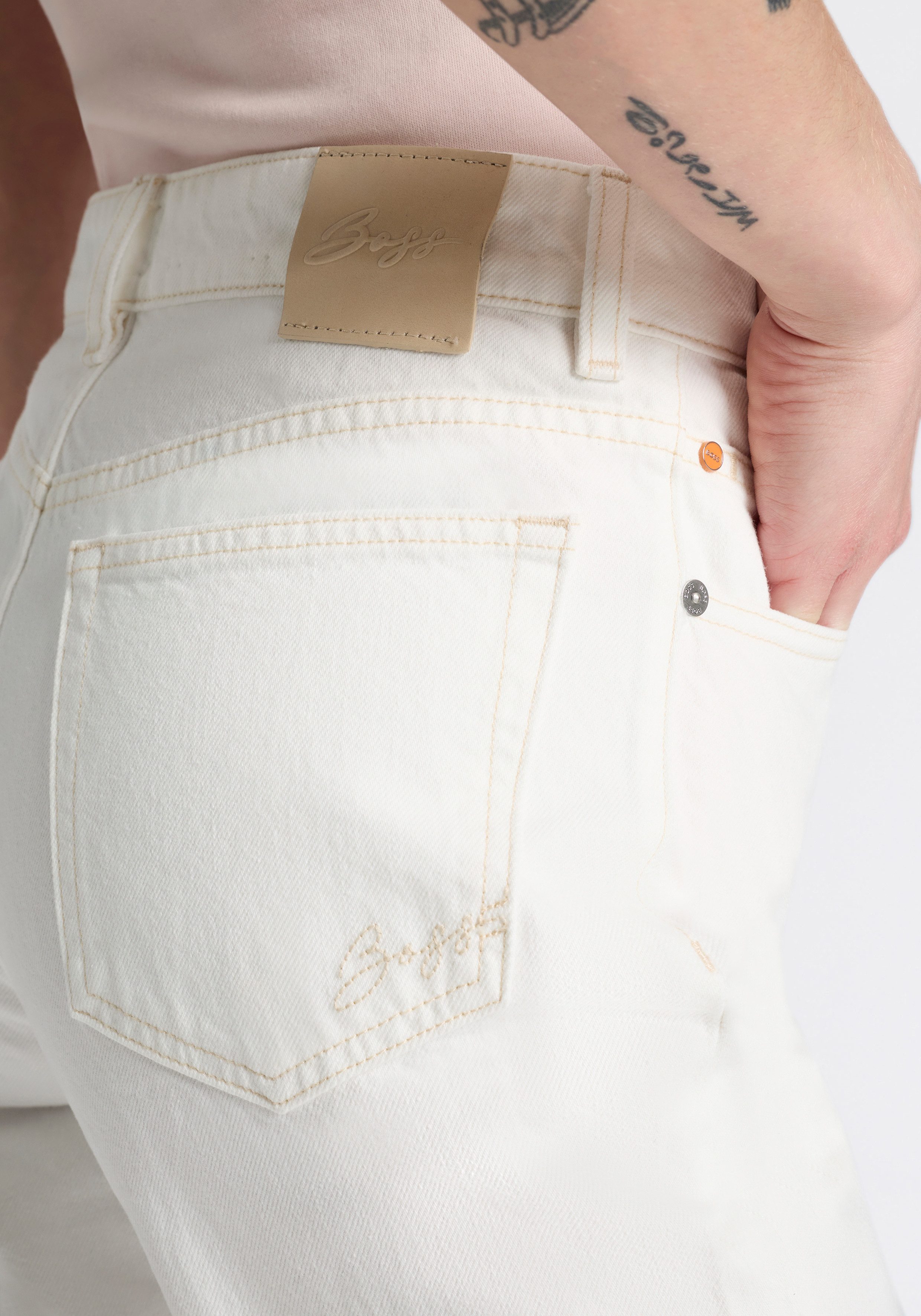 BOSS ORANGE Straight-Jeans ADA CROP HR Premium Damenmode in cropped Länge, High Waist