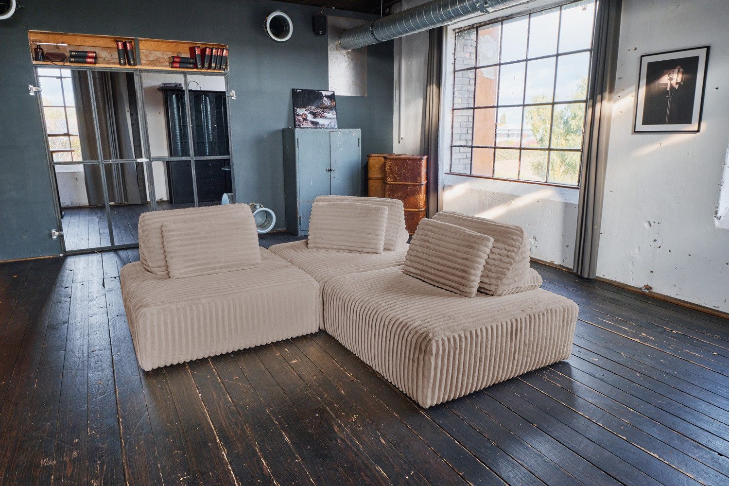 KAWOLA Sofa WIOLO SOFT Cord Sofa - Modular - Komfortabel & Flexibel - Wohnzimmer, Modulsofa. Weicher Breitcord. Abziehbar & vielseitig. 3 Module.