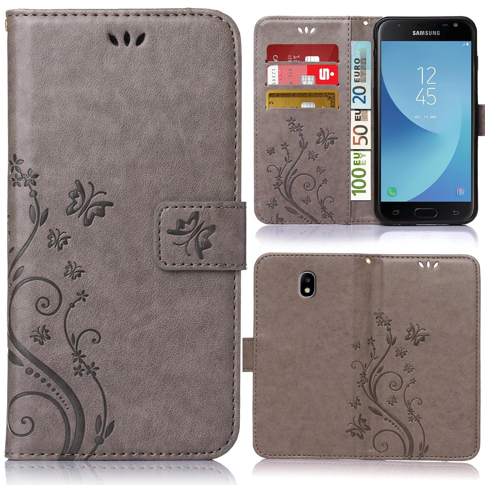 Numerva Handyhülle Bookstyle Flower für Samsung Galaxy J5 2017, Handy Tasche Schutzhülle Klapphülle Flip Cover mit Blumenmuster