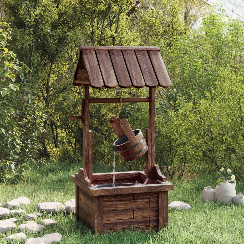 vidaXL Gartenbrunnen Wunschbrunnen mit Pumpe 57x50x112 cm Massivholz Tanne Wasserspiel Gart