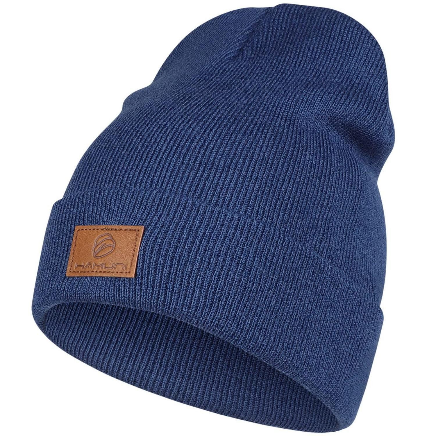 Beanie Beanie Herren Damen Acryl Strickmütze Einheitsgröße Denim Blau