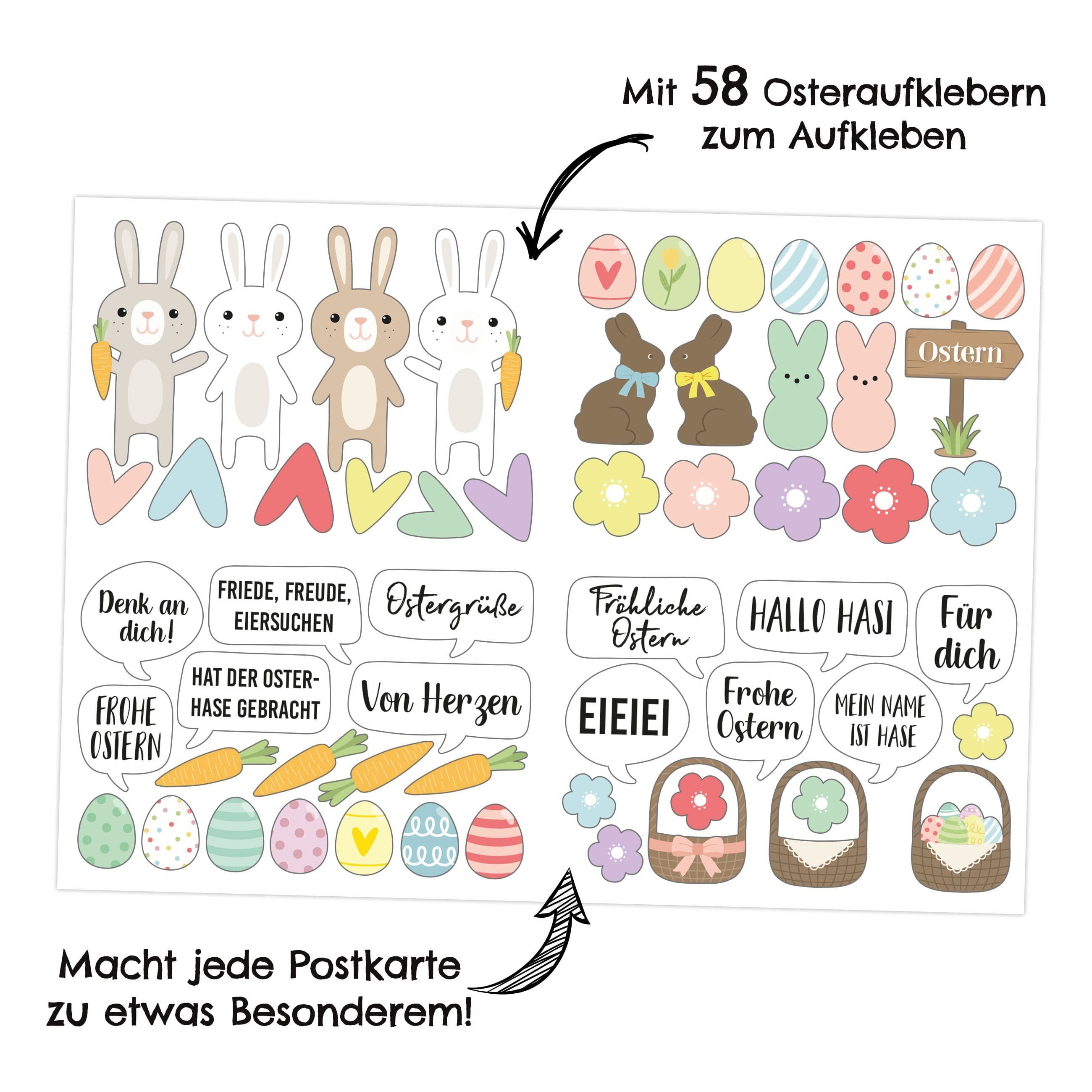 Bekleben Postkarten Osterkarte Ostern PAPIERDRACHEN zu zum Set
