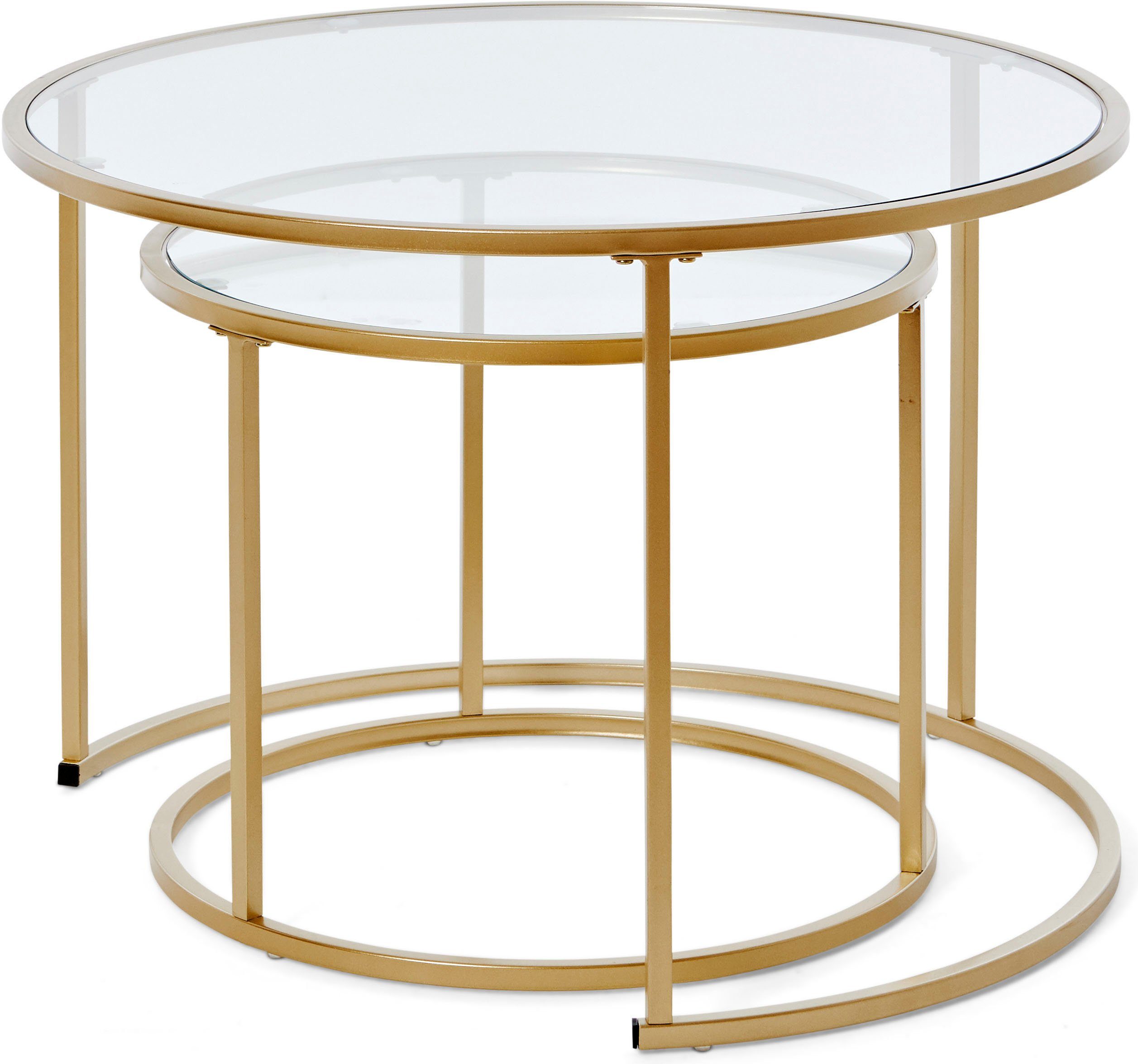 Klarglas Look Goldoptik edlem Nachttisch | Beistelltisch, (2-St), in Klarglas/Gold Couchtisch, | Jahnke Couchtisch