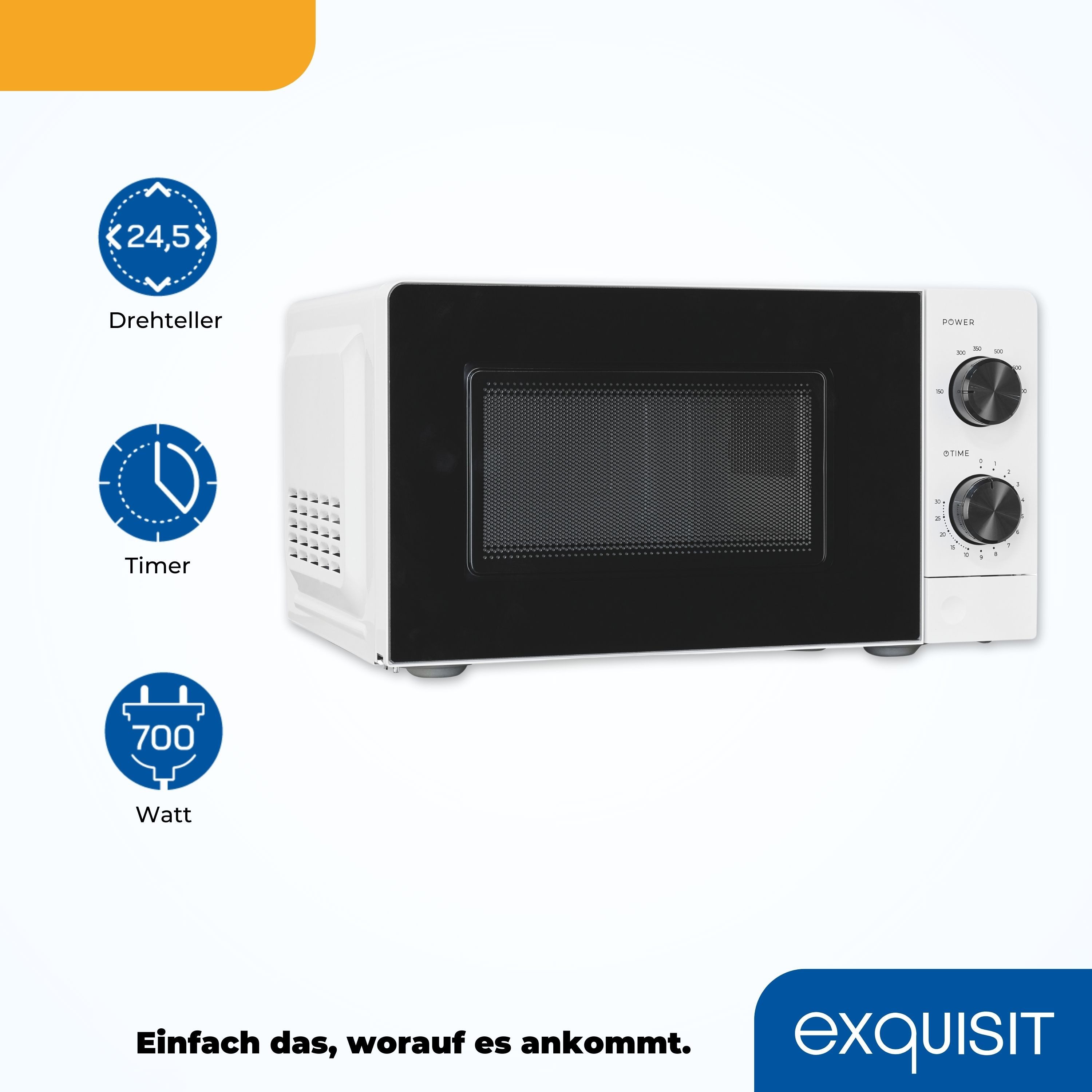 exquisit Mikrowelle, 20,00 l, Aftau Programm, Manuelle Steuerung, Zeitschaltuhr