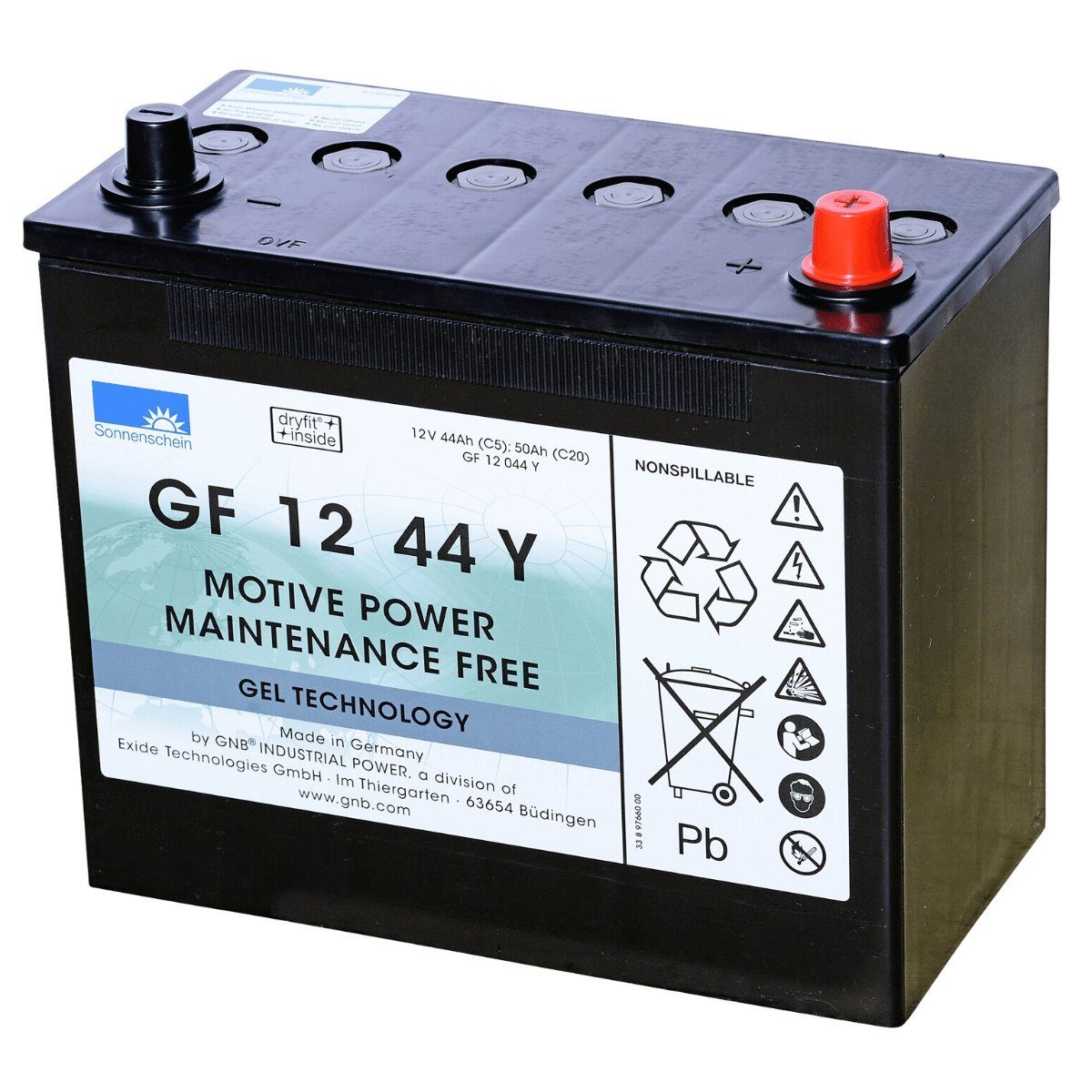 Sonnenschein Exide GNB Sonnenschein GF 12 044 Y GEL 12V 44Ah Batterie Batterie, (12 V)