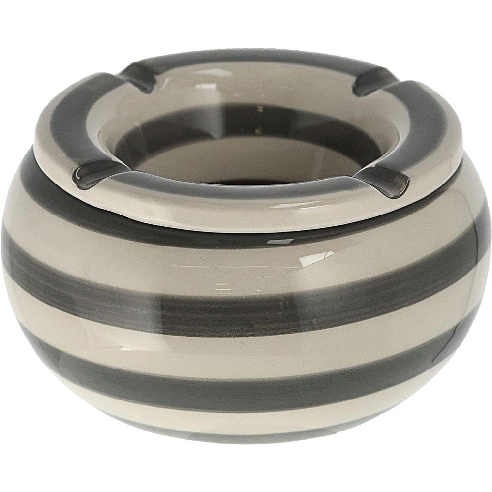 CEPEWA Пепельницы, aus Dolomit, Grau / Weiß gestreift, Rund