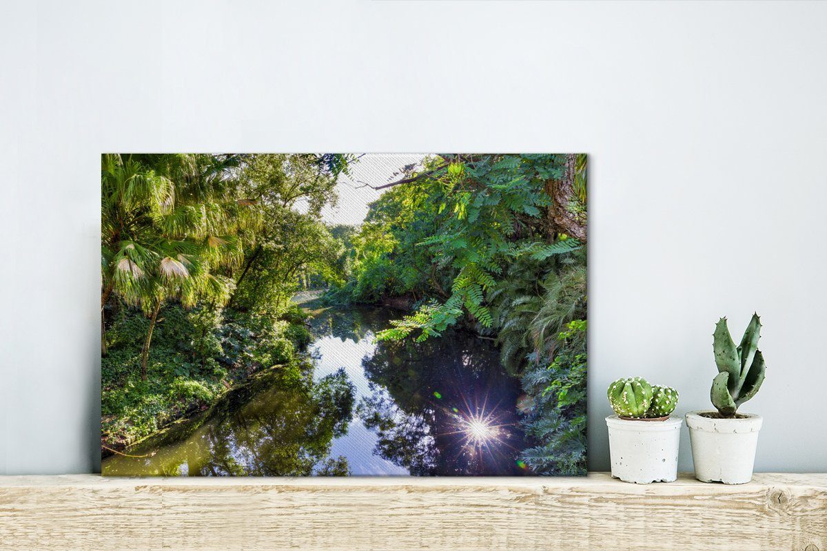 Leinwandbild Wanddeko, 30x20 Aufhängefertig, Ein OneMillionCanvasses® Everglades, St), Wandbild (1 im Nationalpark Leinwandbilder, nordamerikanischen cm Fluss