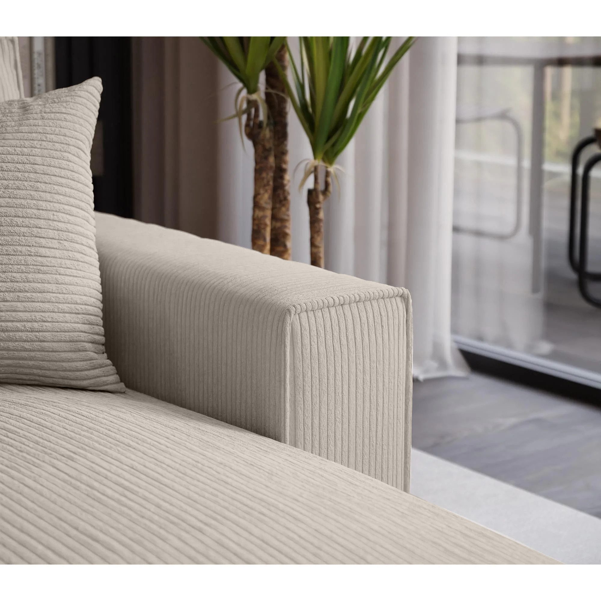 Beautysofa Ecksofa mit Schlaffuntion PARYS, mit Bettkasten und universelle Ottomane, Flappbar im modernen Design