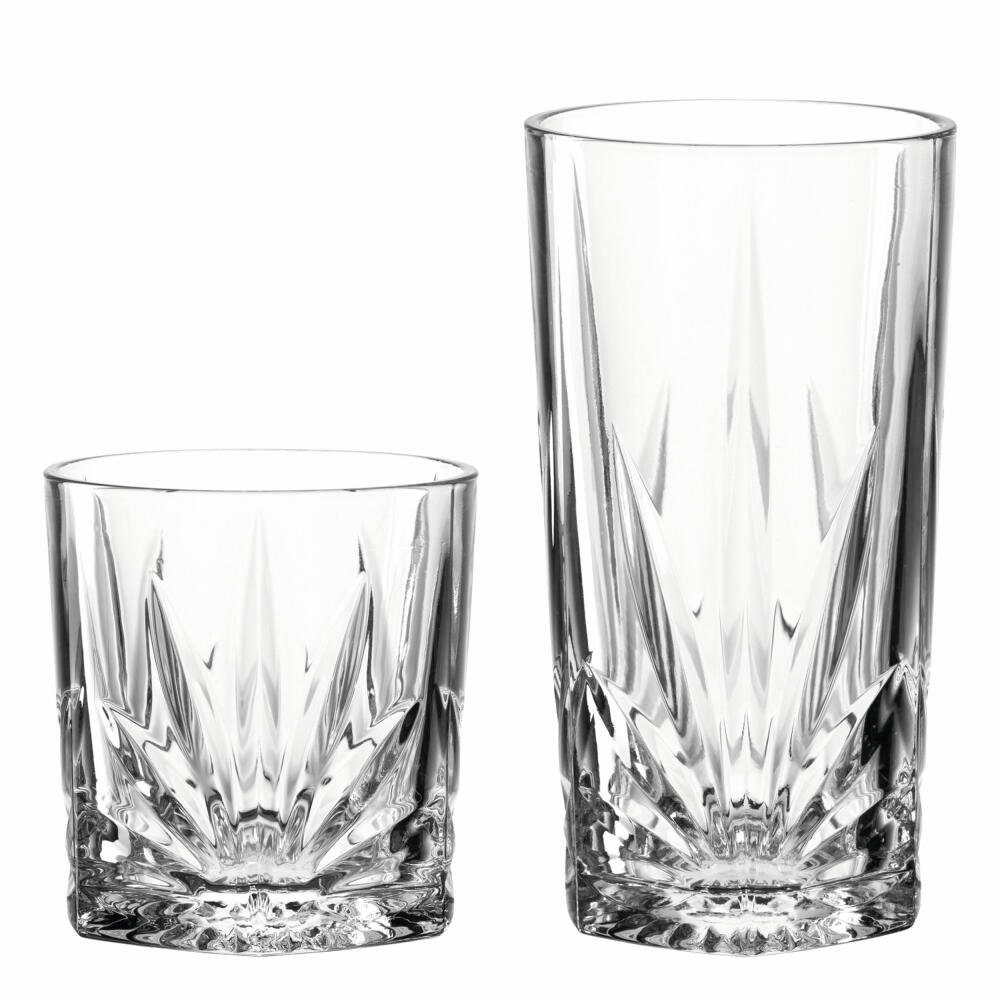 Leonardo Rock 022499 Beverage Set, 6 Dishwasher-Safe Water Glasses and Glass Jug, Set of 7, 340 ml and 1500 ml