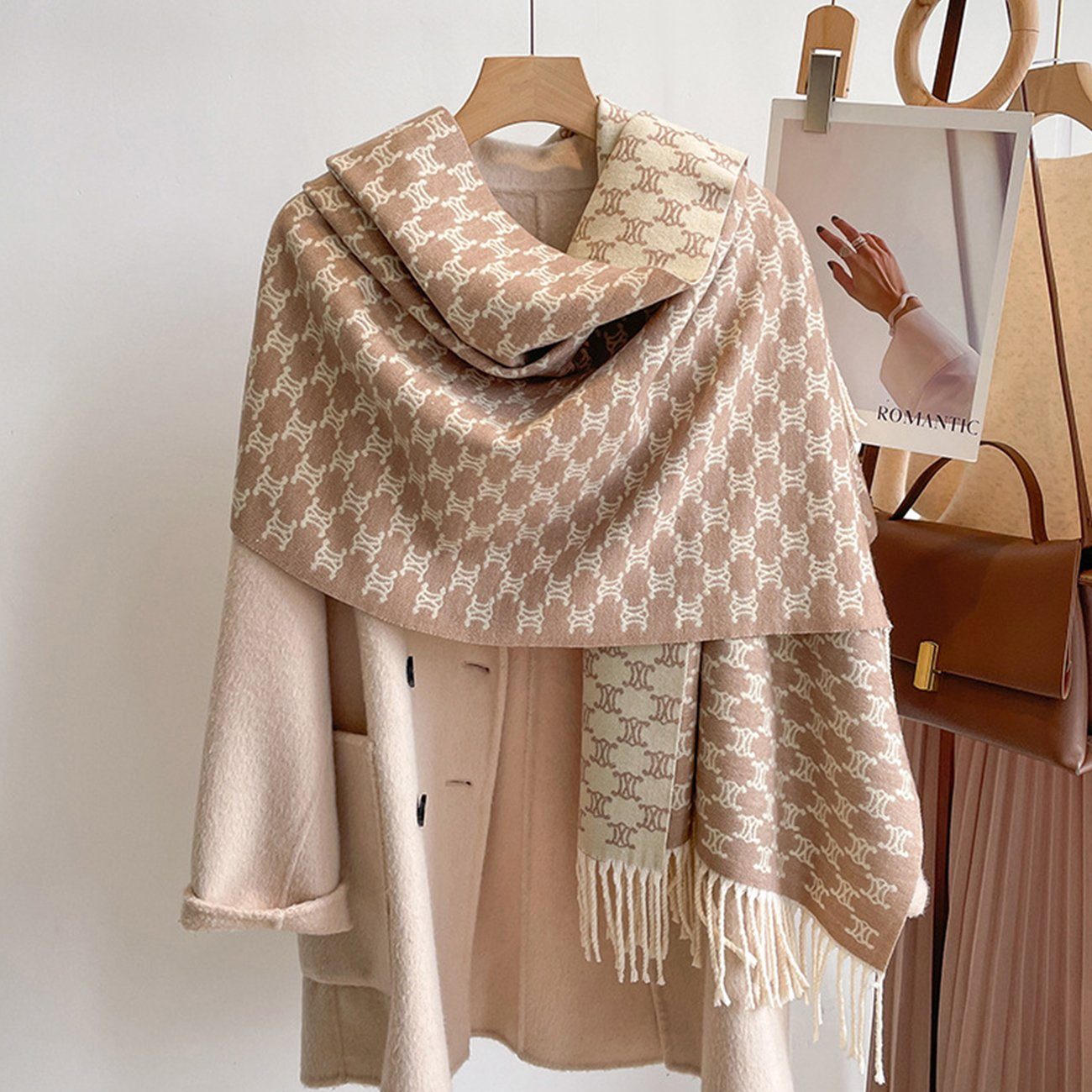 EBUY Modeschal Warmer Schal für Damen im Herbst und Winter Braun