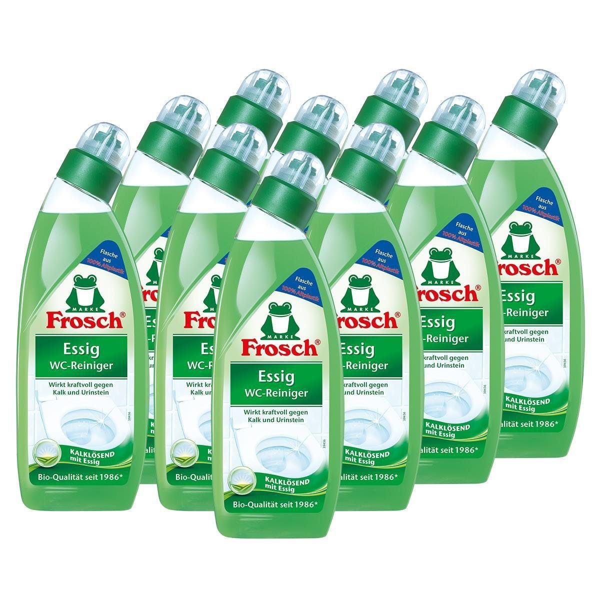 FROSCH 10x Frosch Essig WC-Reiniger 750 ml - Kalklösend mit Essig WC-Reiniger